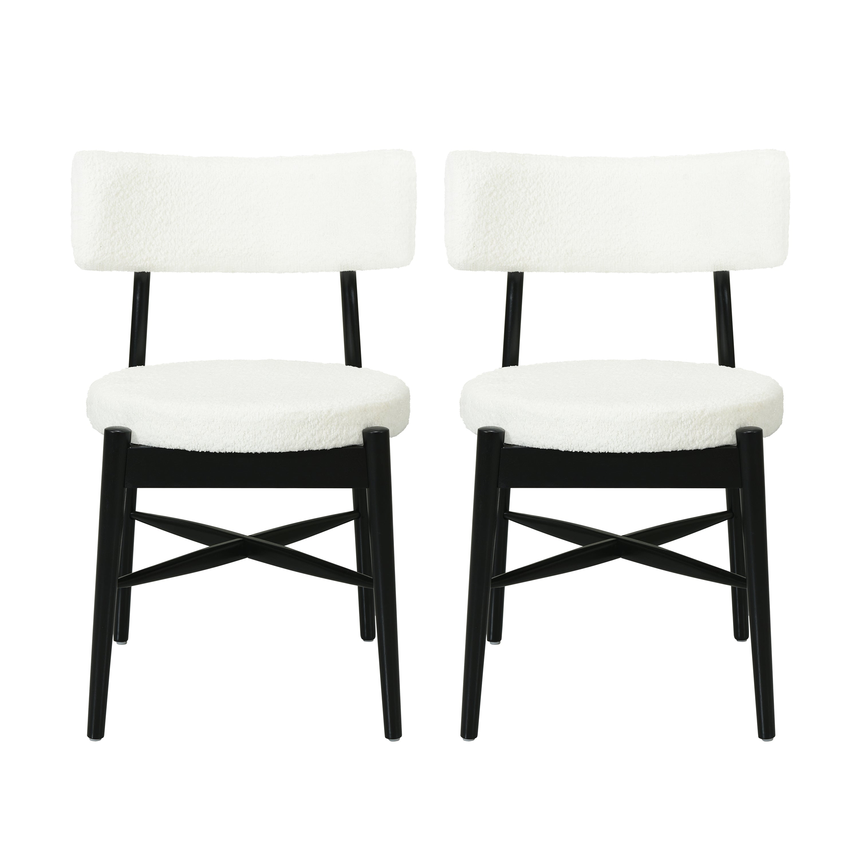 Harveston Mid Century Modern Boucle Upholstered Dining Chairs, Set of 2