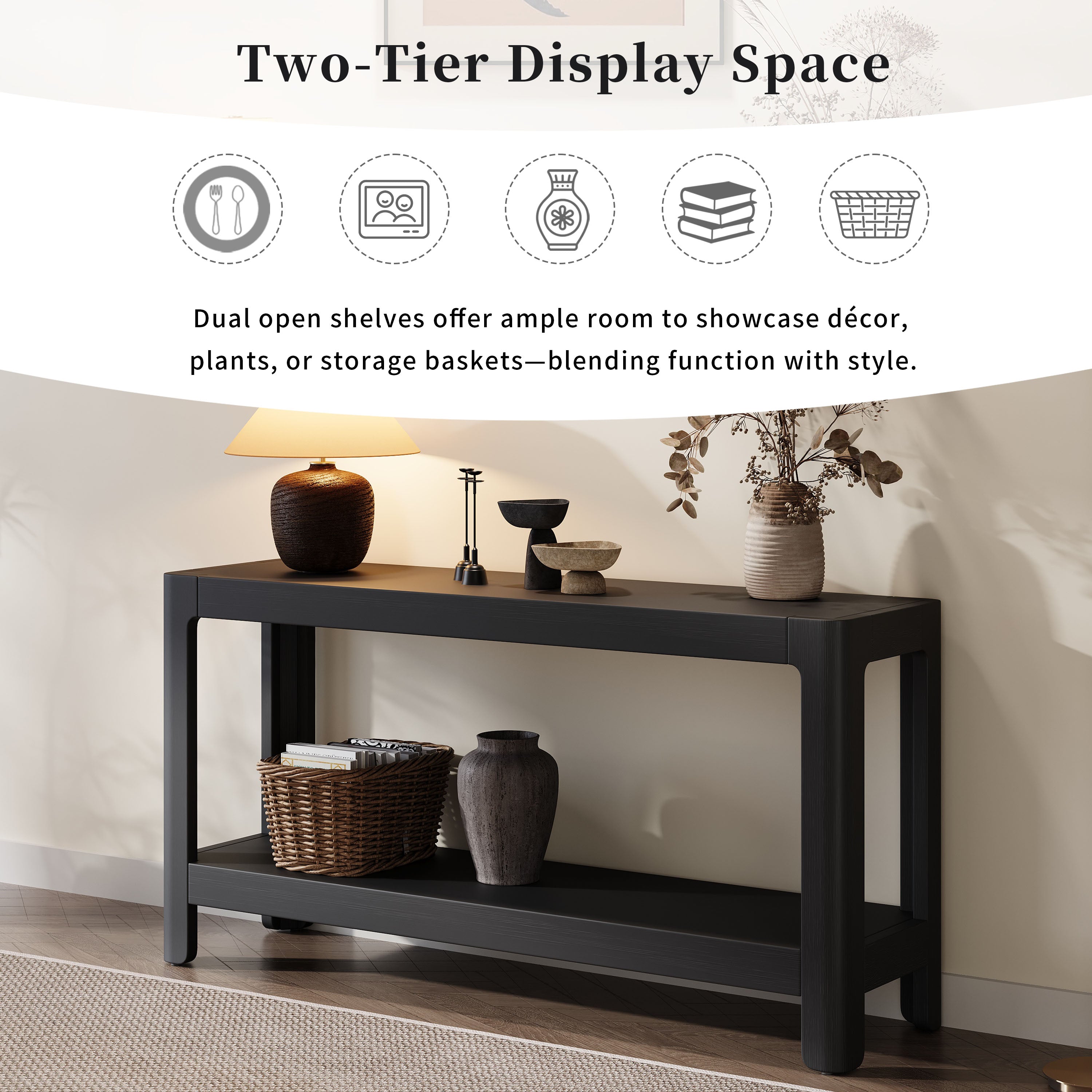 Modern Farmhouse Minimalist Rounded Console Table