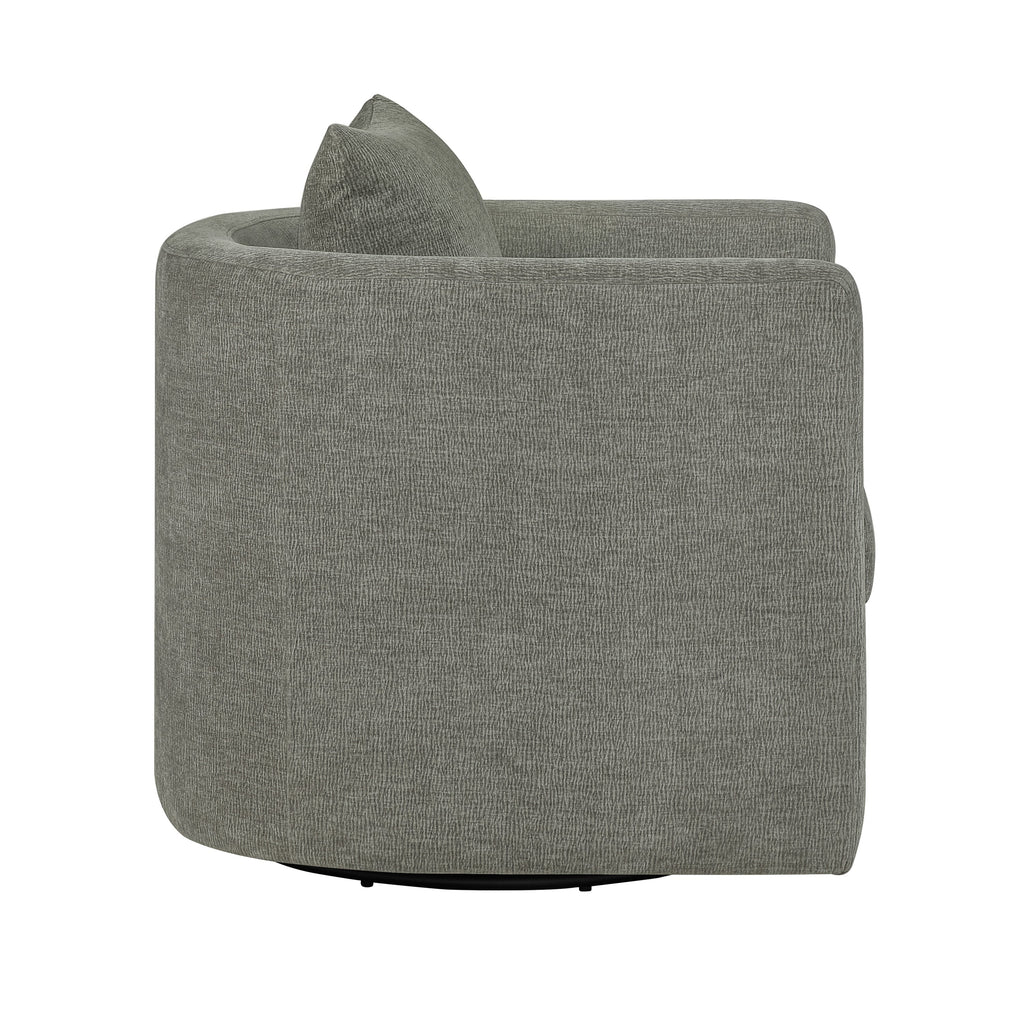 Sutton Light Grey Performance Fabric Swivel Barrel Chair