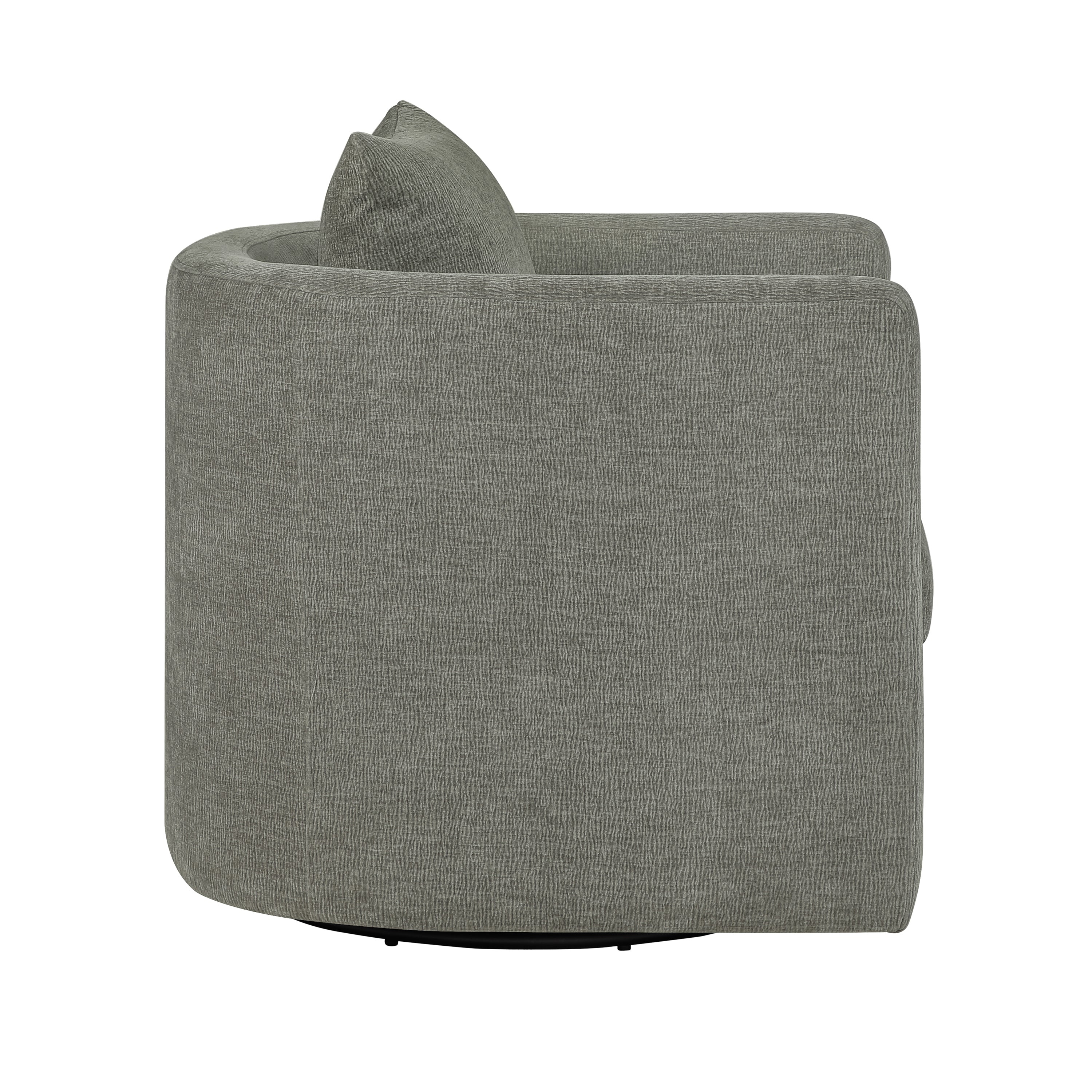 Sutton Light Grey Performance Fabric Swivel Barrel Chair