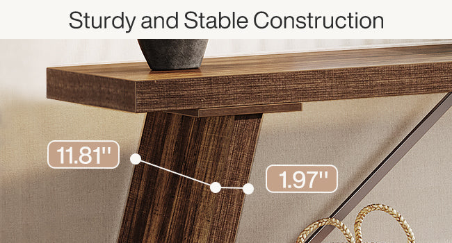 Willowford Industrial Console Table with 2-Tier Storage Shelves