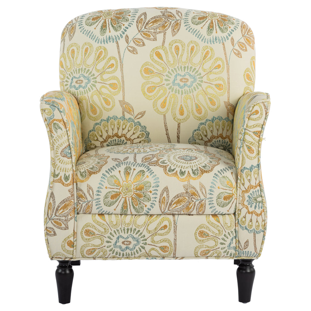 Golden Floral Accent Arm Chair