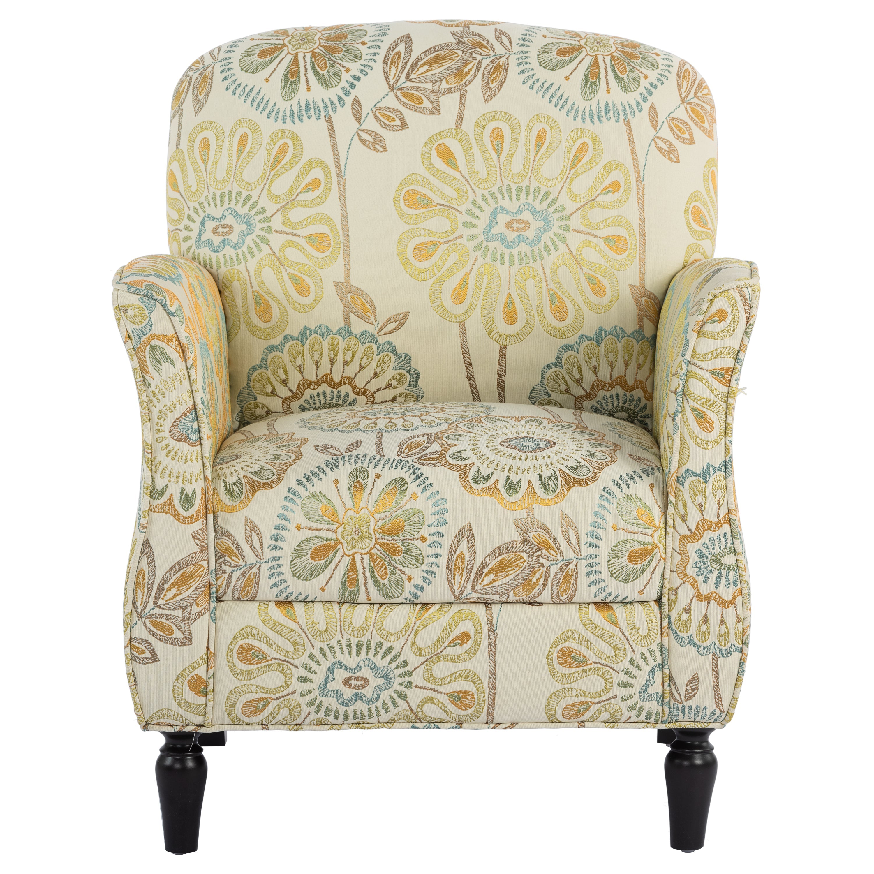 Golden Floral Accent Arm Chair
