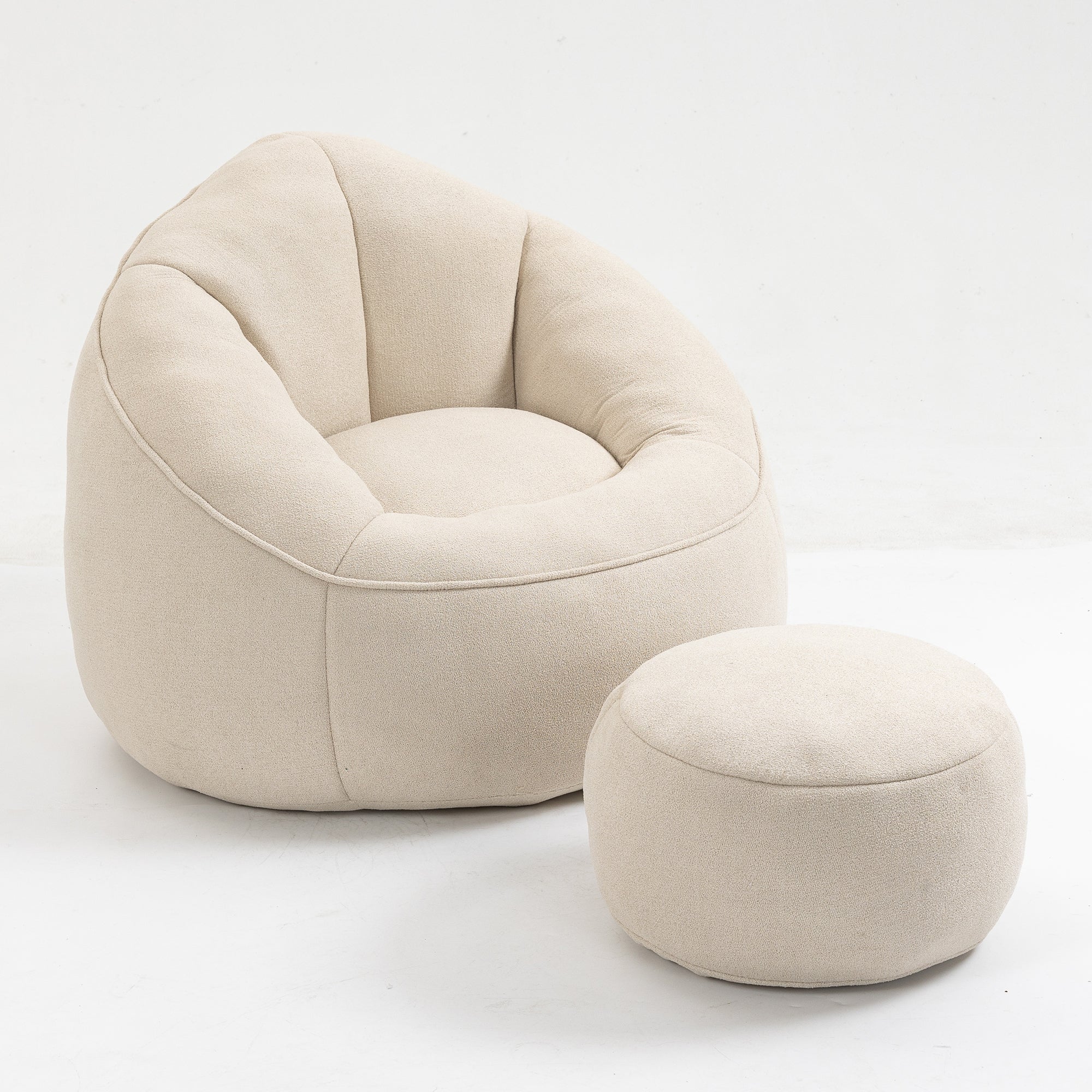 Bean Bag Sofa Chair with High-Pressure Foam and Footrest