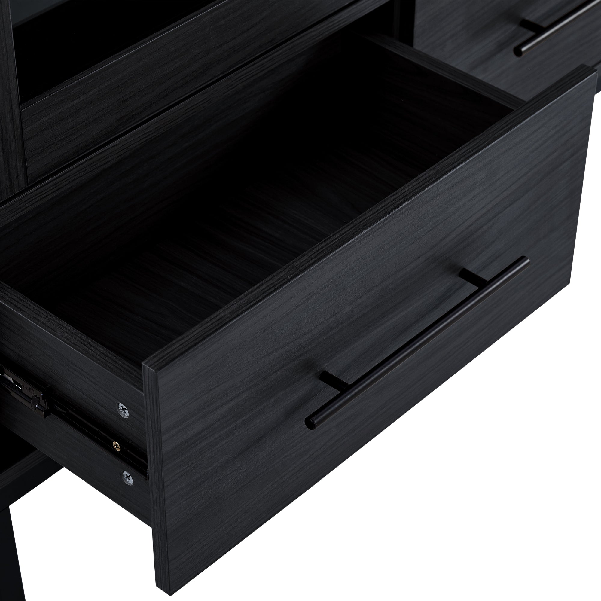 Wide Farmhouse Storage Cabinet with 4-Tier Adjustable Glass Shelves