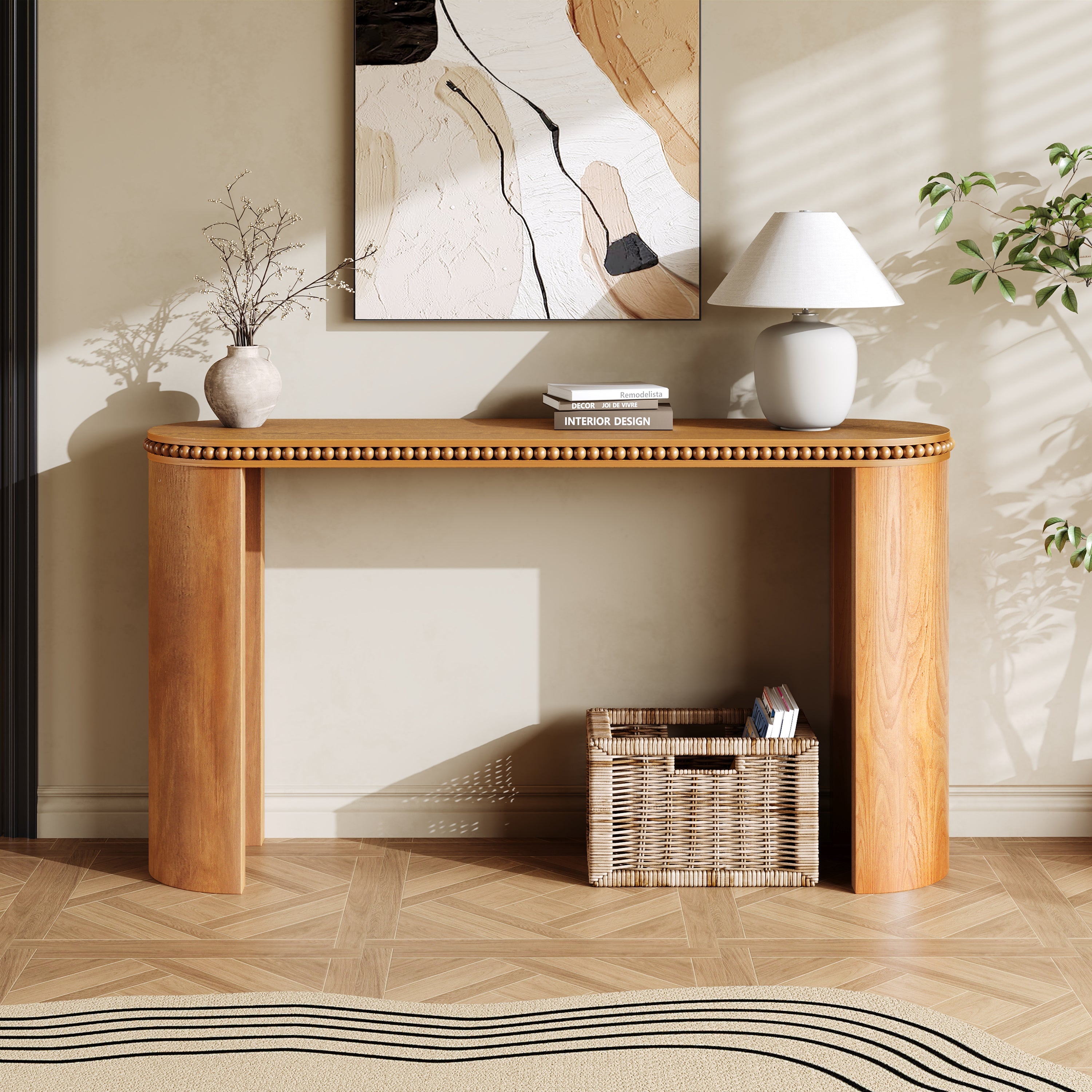 Beaded Trim Console Table