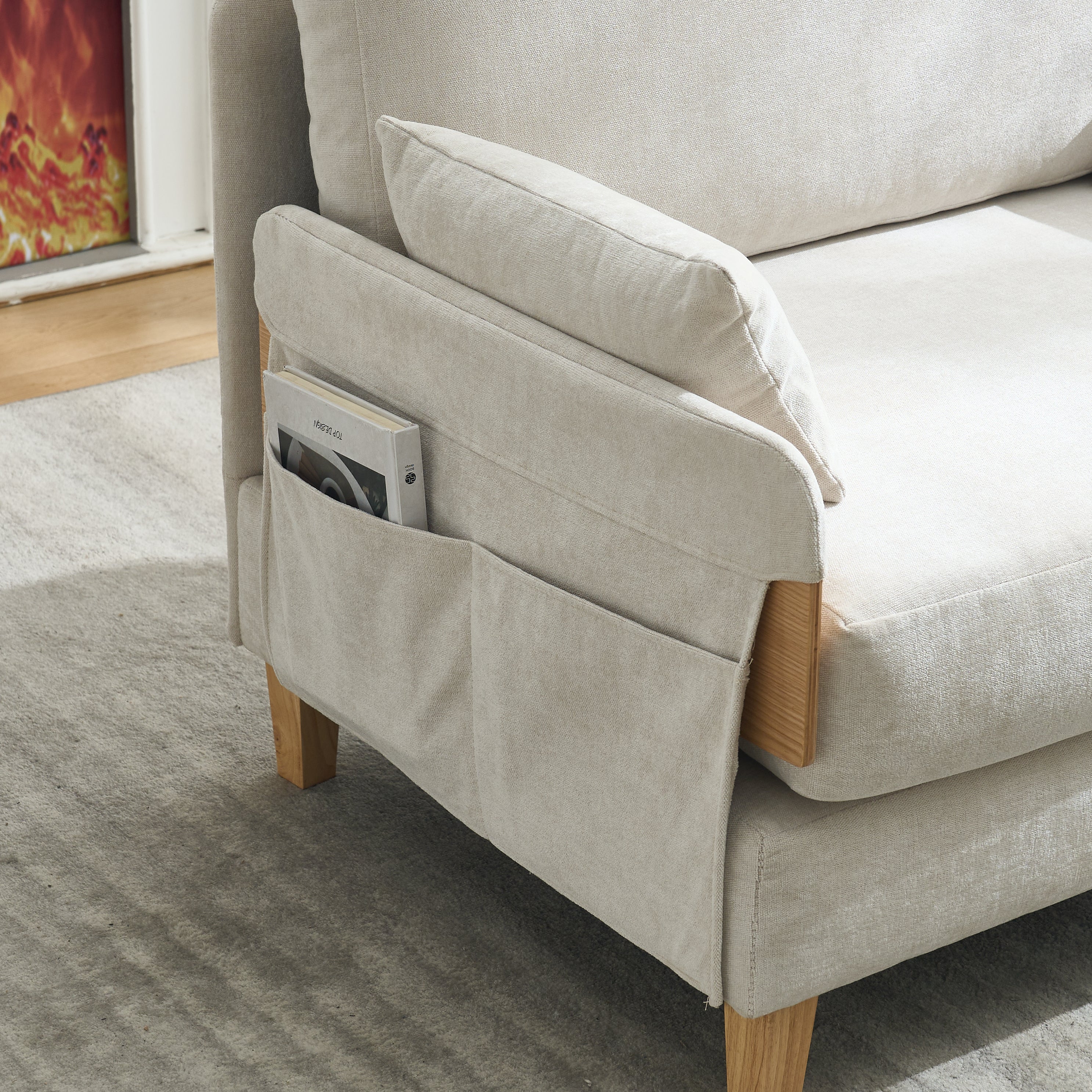 Mid-Century Modern Chenille Foldable Sofa Bed Recliner