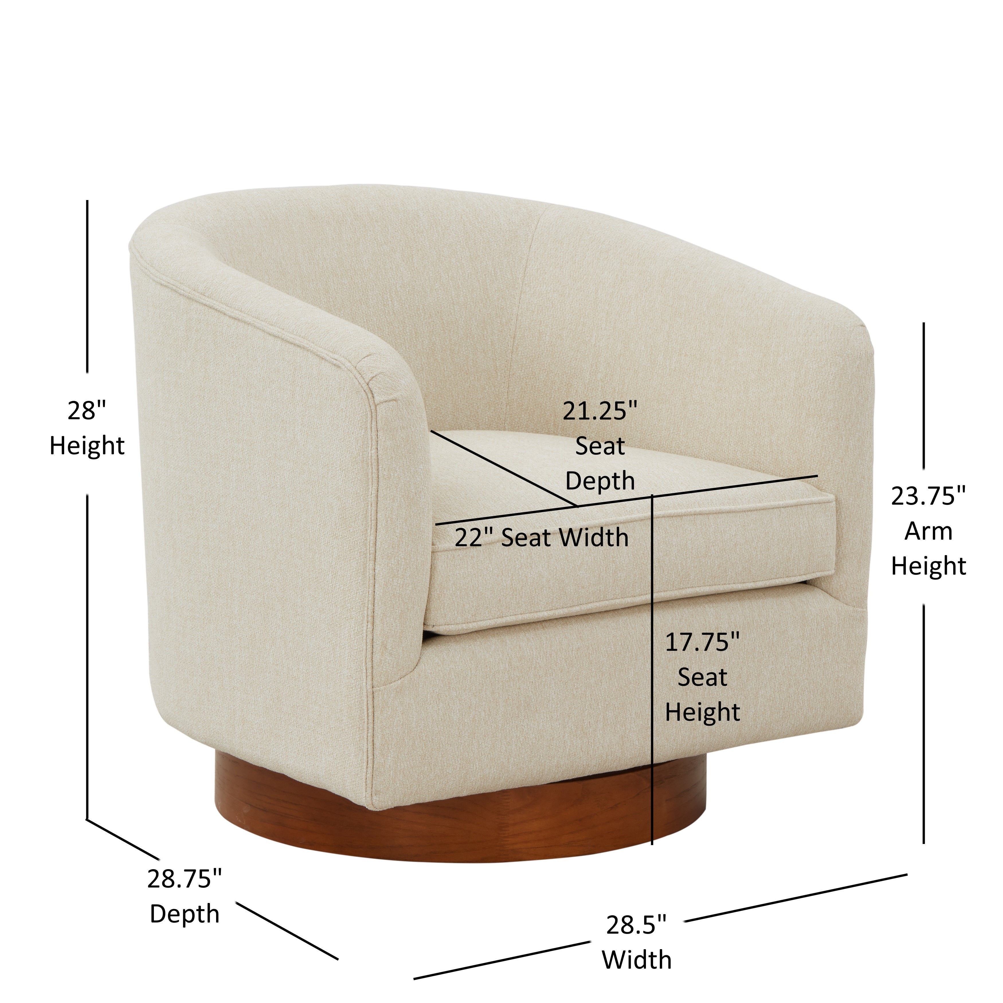 Miramar Wood Base Swivel Club Accent Chair