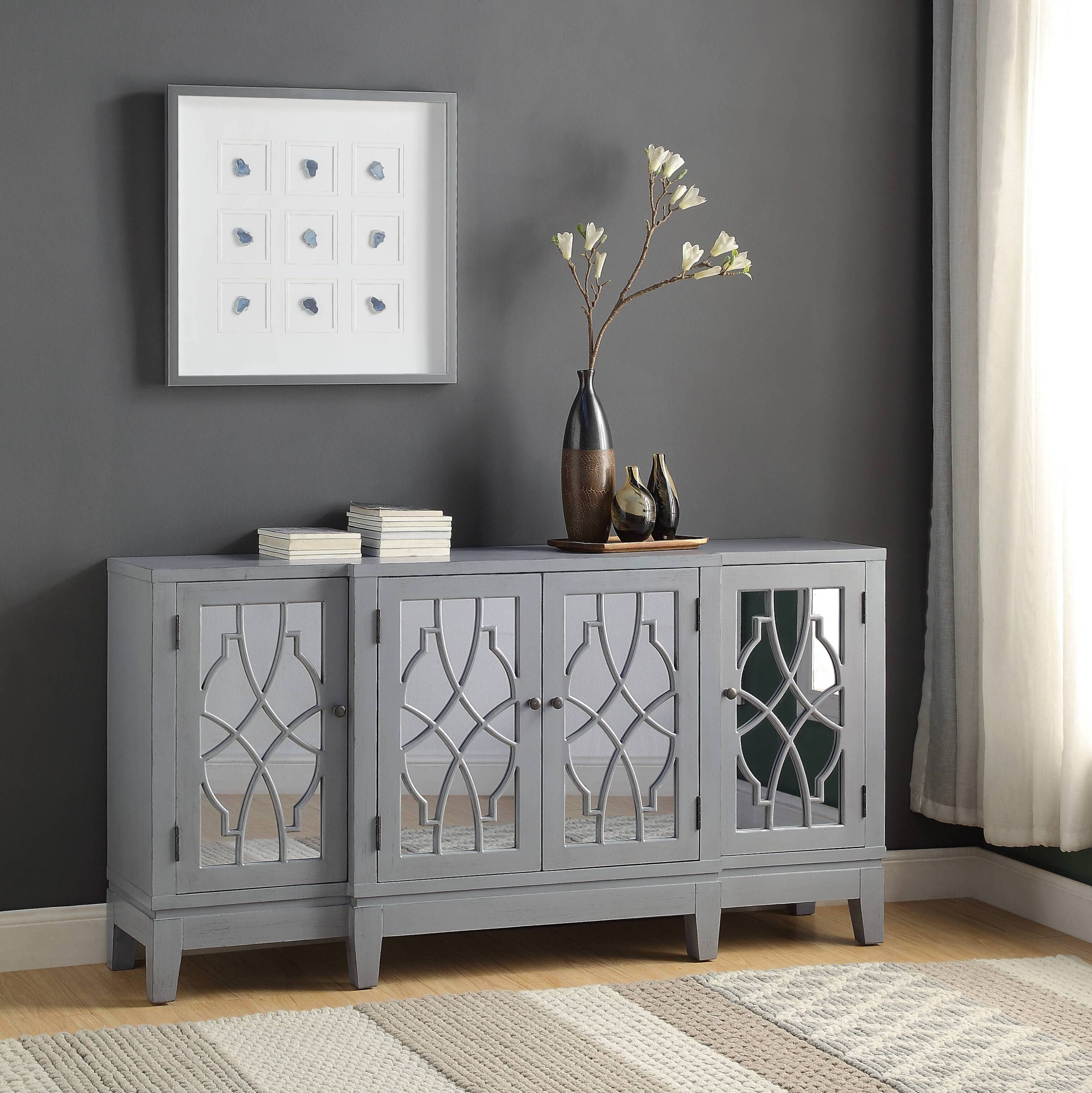Magdi Antique Gray Finish Console Cabinet