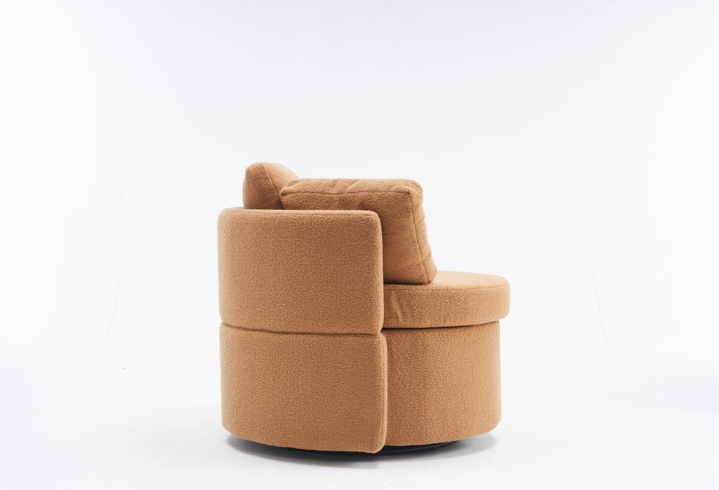Teddy Fabric Swivel And Storage Chair With Back Cushion