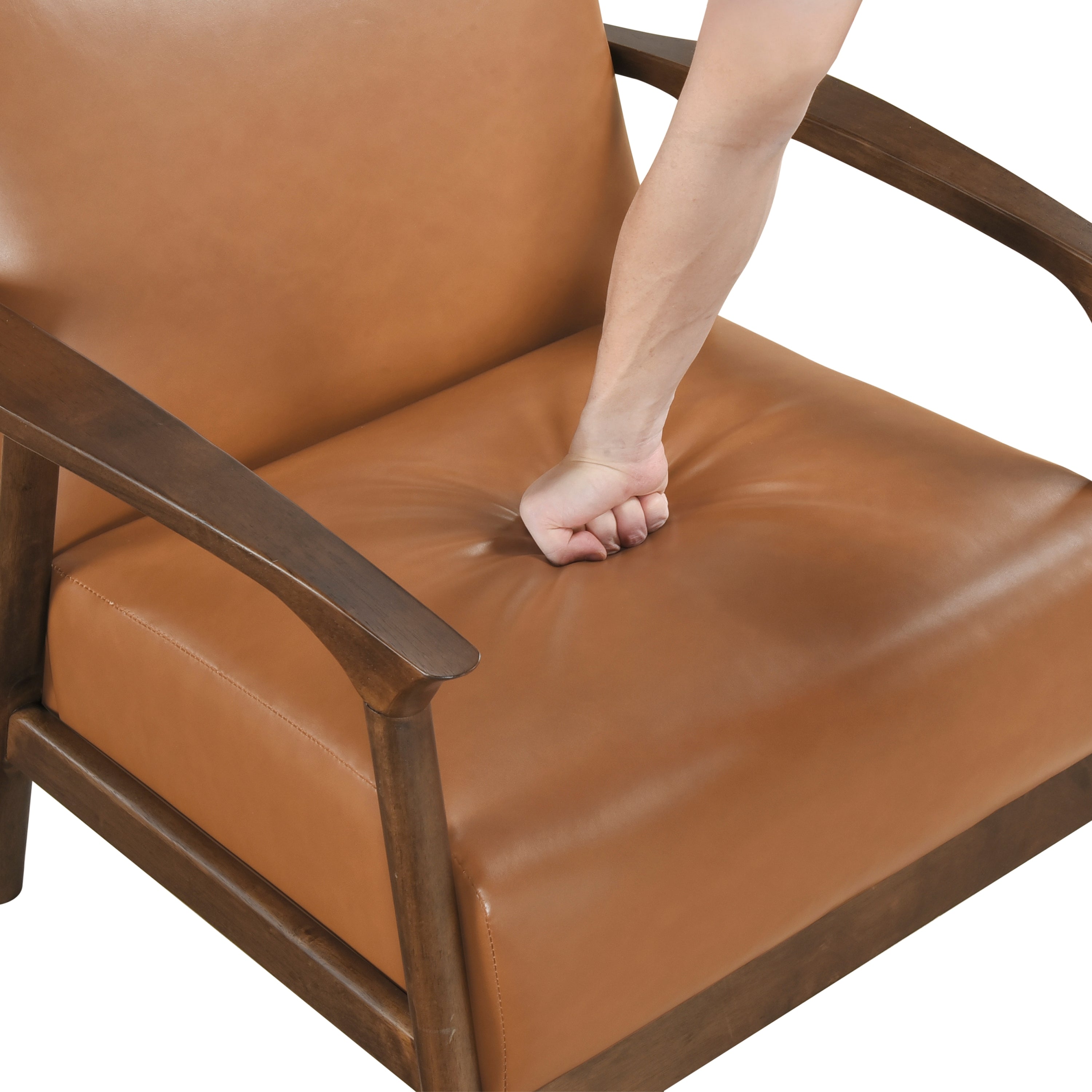Brown Faux Leather Upholstered Accent Chair