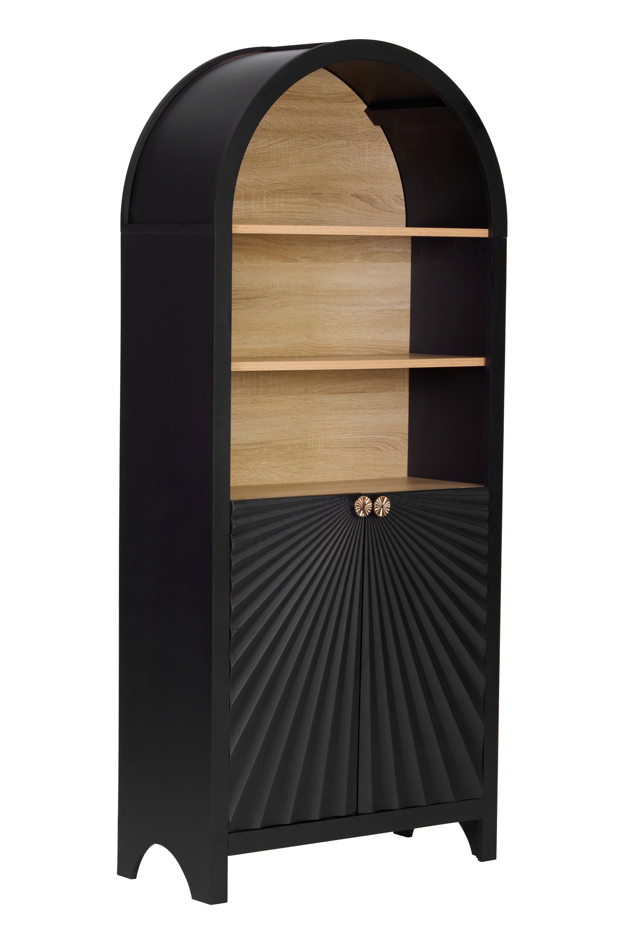 Tillingham Arched 5-Tier Bookshelf with Cabinet Storage