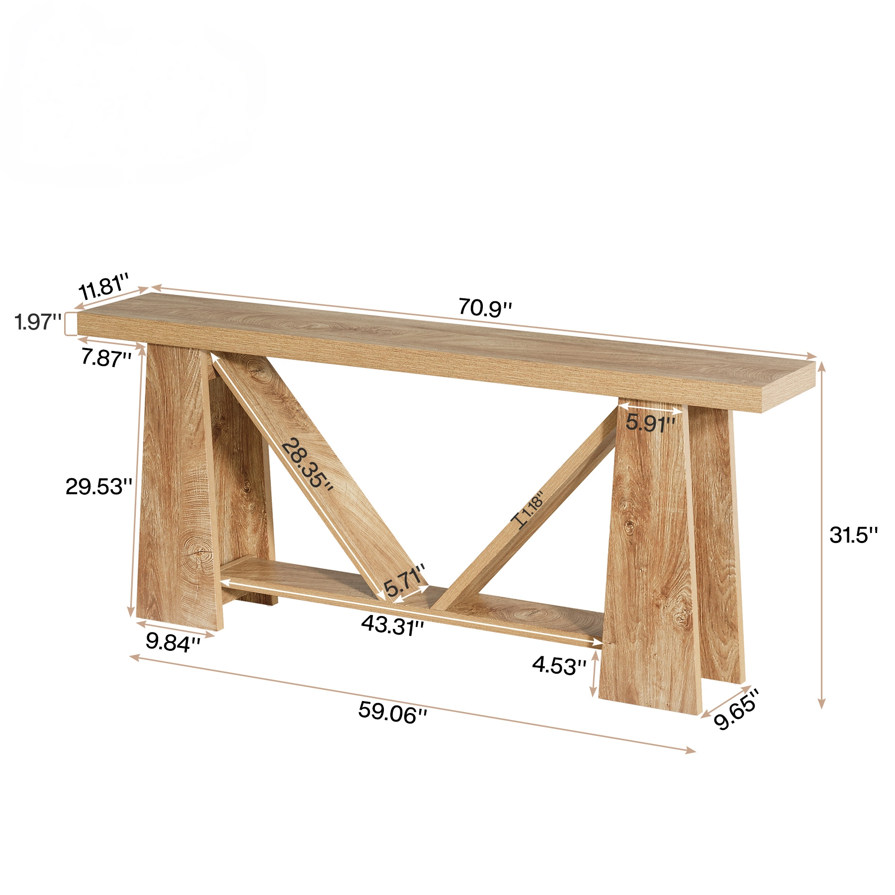 Eastmere Farmhouse 2-Tier Console Table