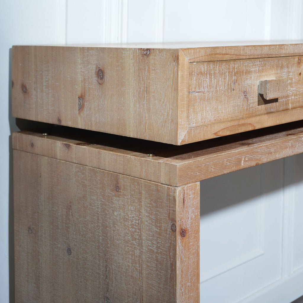 Rustic Natural & Light Brown Finish Wood Console Table with 3 Drawers