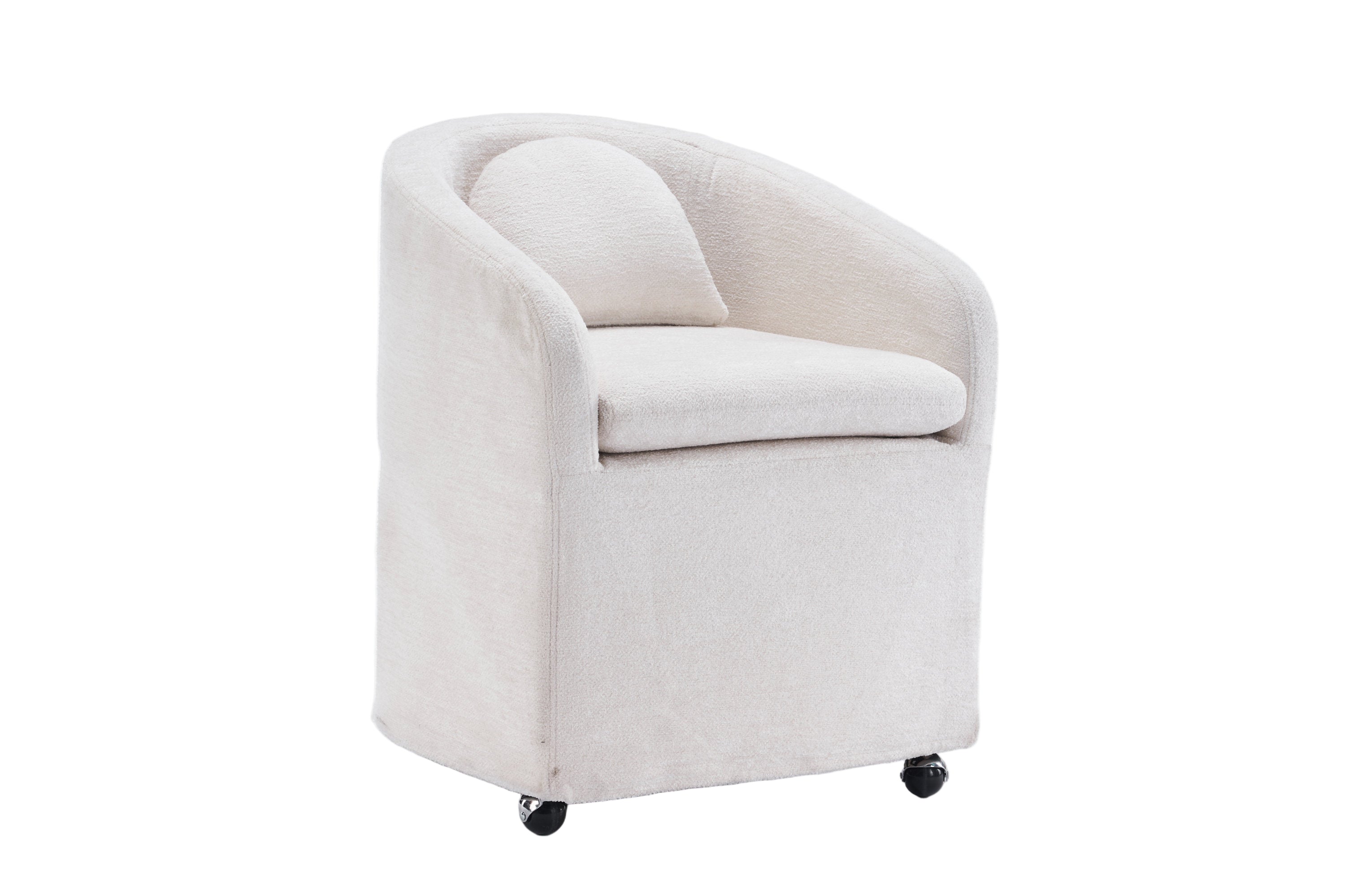 Cheswick Chenille Upholstered Dining Arm Chair With Back Cushion and Wheels