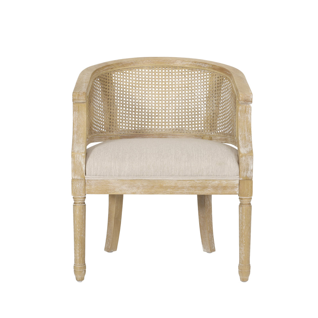 Accent Chair Rubber Wood Beige Natural