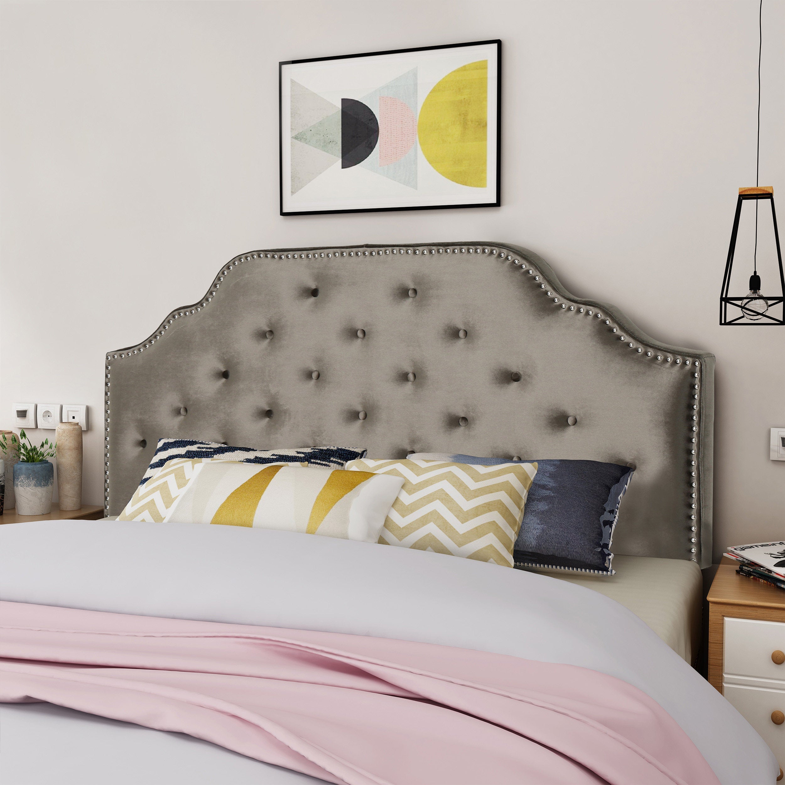 Luella Button Tufted Upholstered Headboard