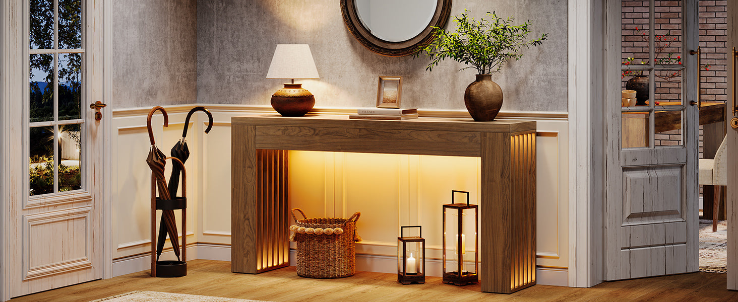 Langley Farmhouse Console Table with Vertical Slat Legs