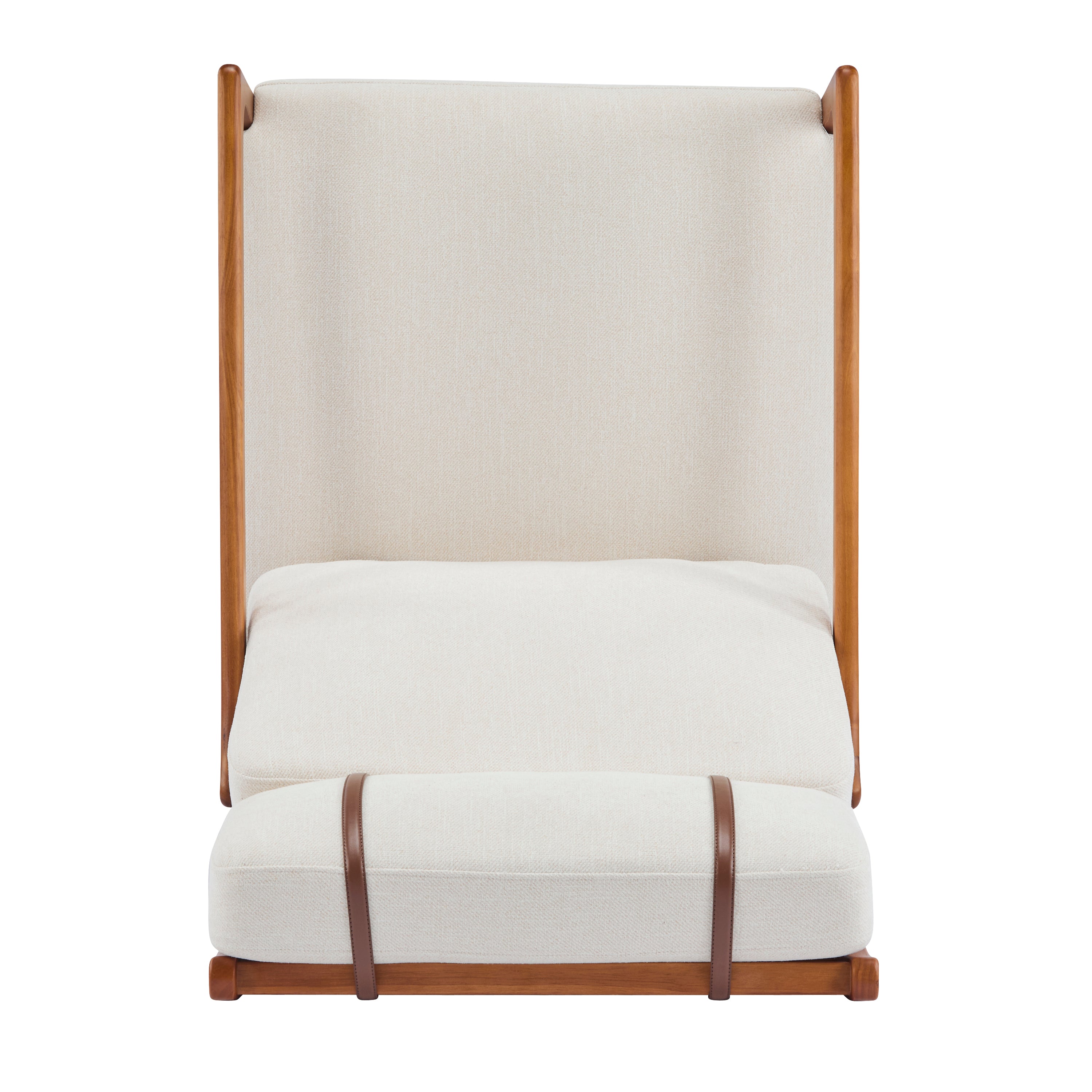 Birchmere Mid Century Modern Accent Armchair, Solid Wood Frame with High Back & Upholstered Cushions