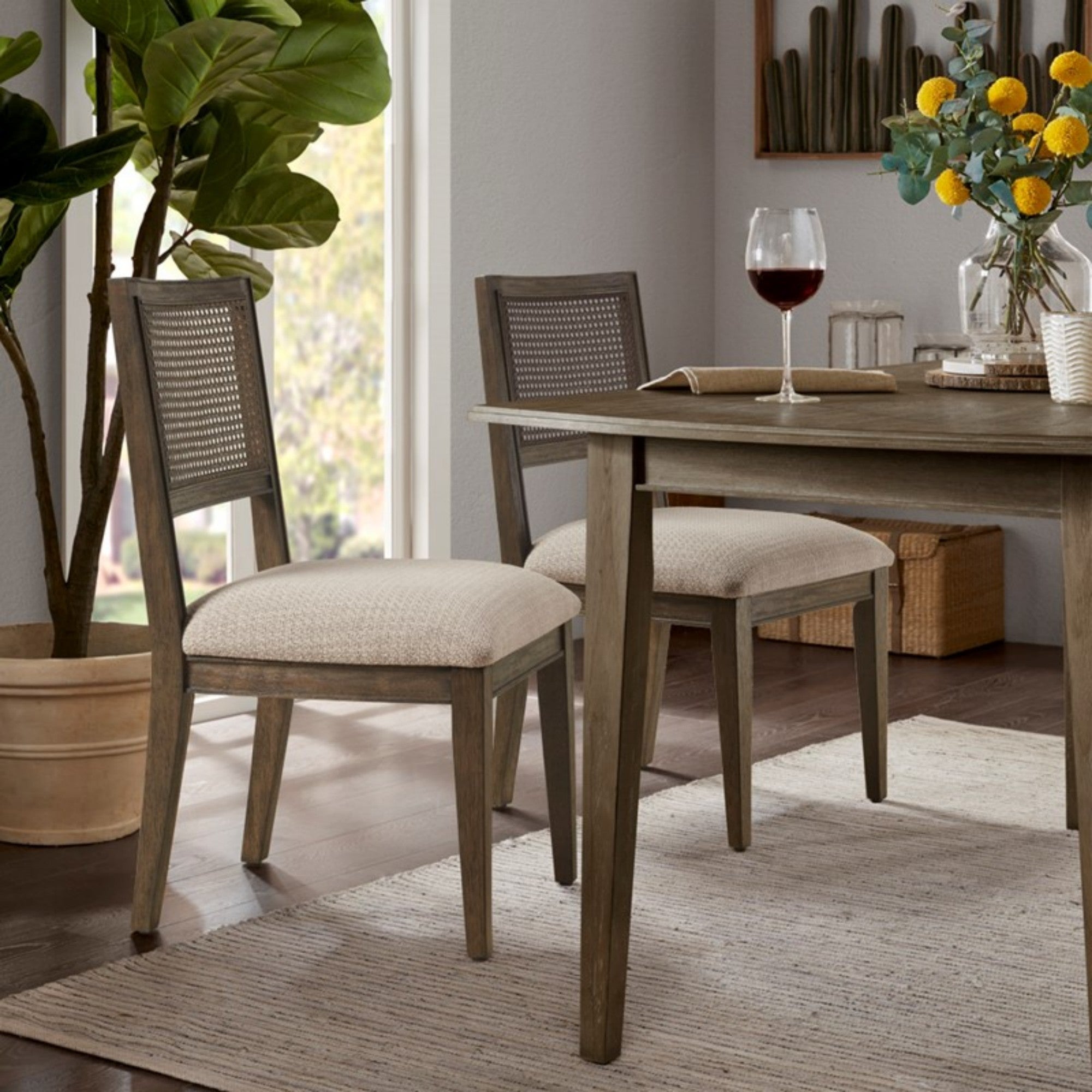 Hearthfield Rattan Armless Dining Chair, Set of 2