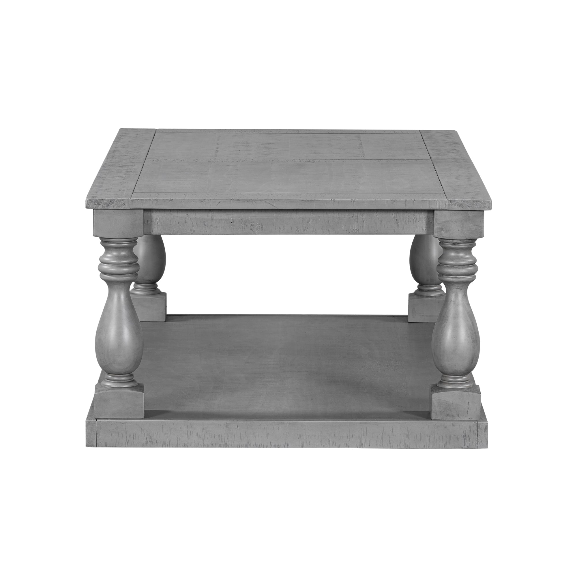 Farmhouse Turned-Leg Coffee Table with Bottom Shelf