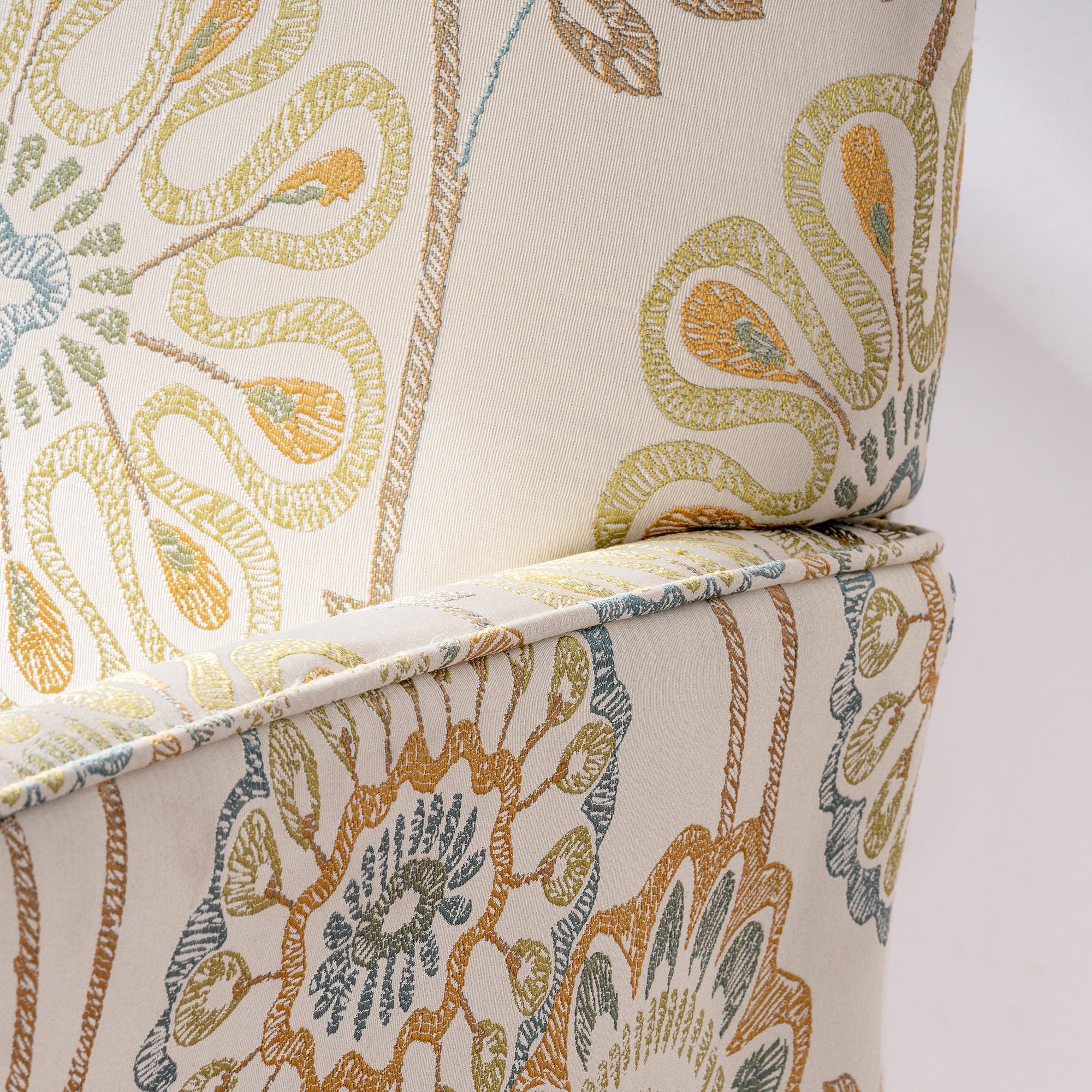 Golden Floral Accent Arm Chair