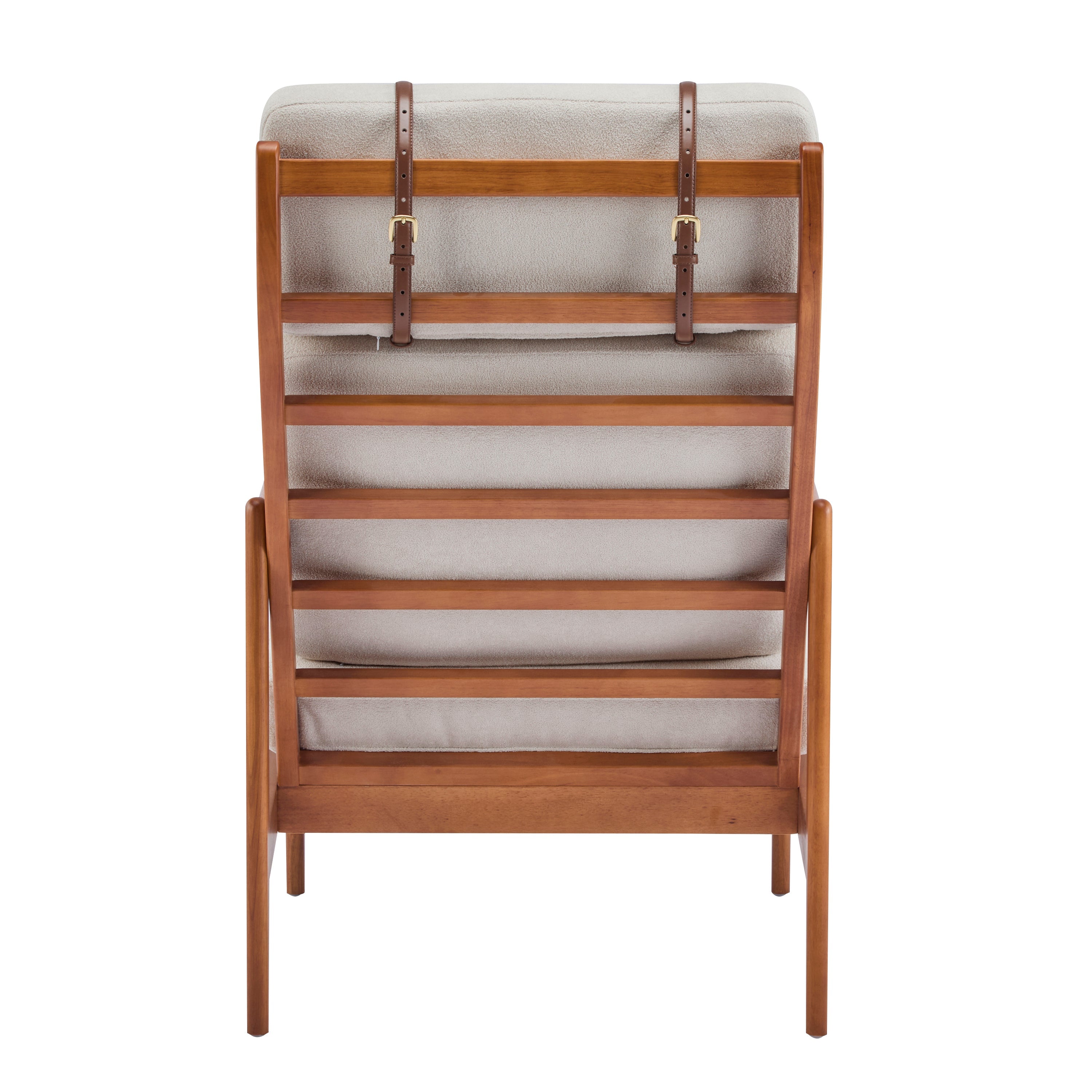 Birchmere Mid Century Modern Accent Armchair, Solid Wood Frame with High Back & Upholstered Cushions