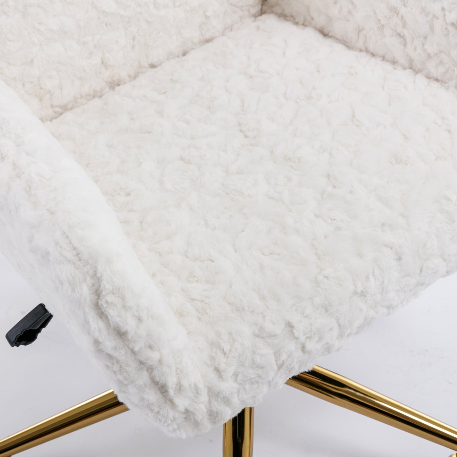Faux Rabbit Hair Office Chair with Golden Metal Base, Adjustable Swivel