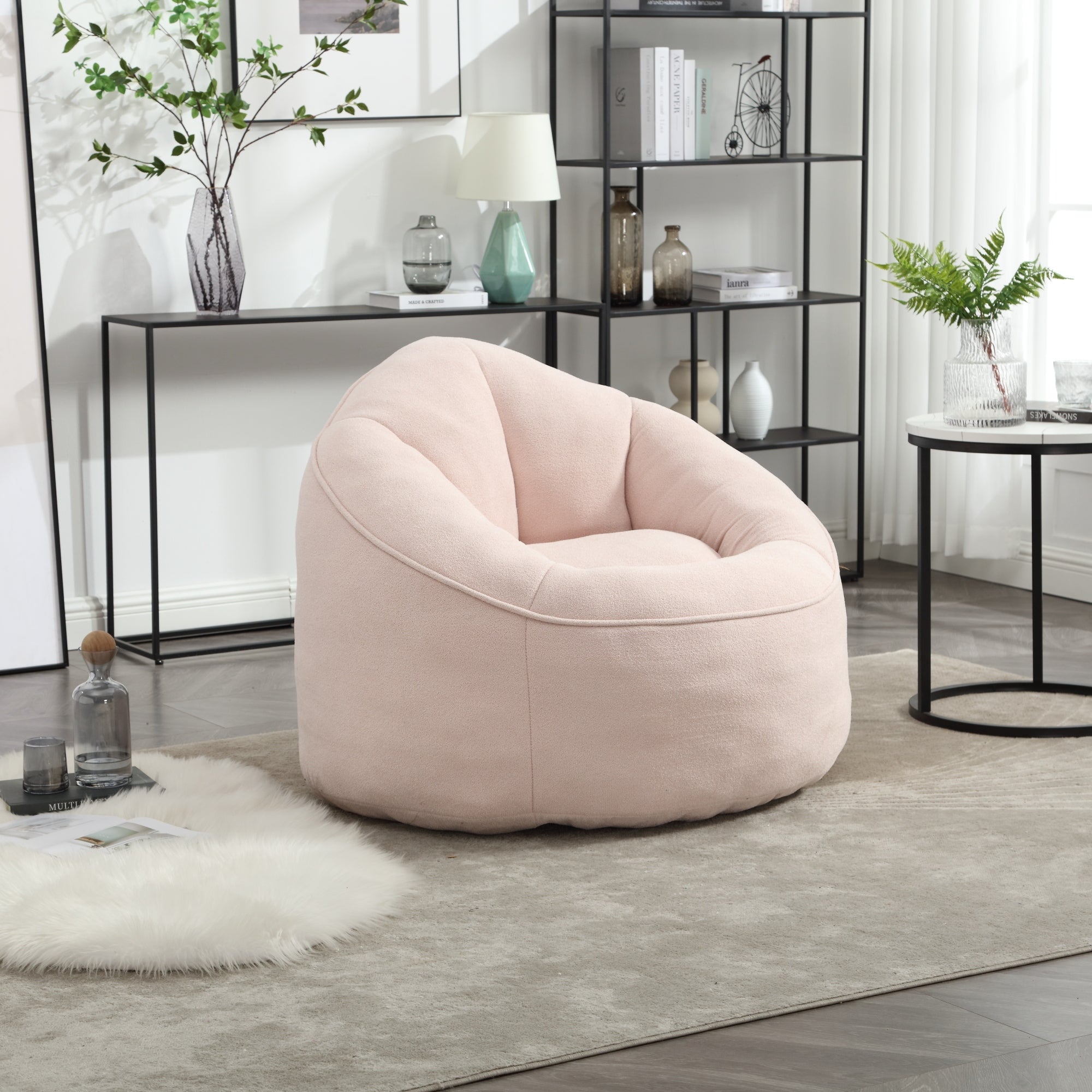 Bean Bag Sofa Chair with High-Pressure Foam and Footrest