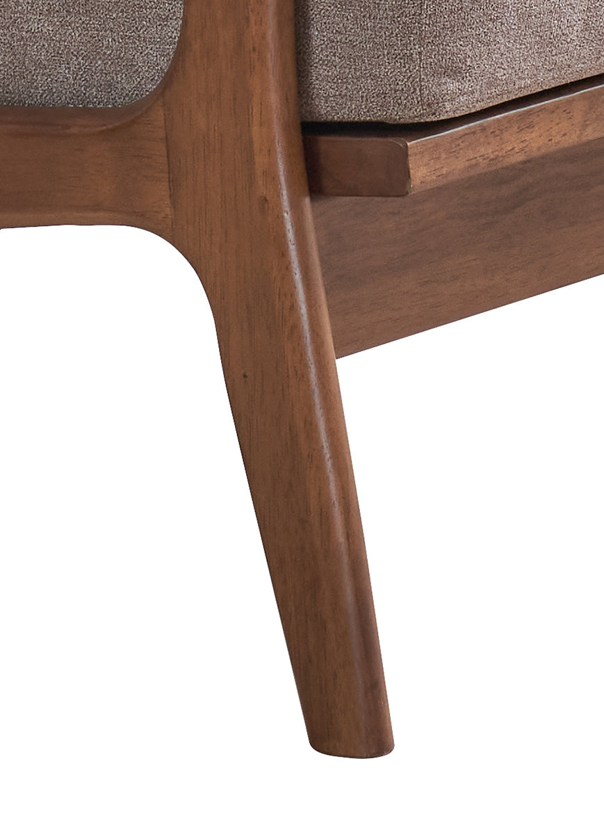 Lide Light Brown Fabric & Brown Finish Accent Chair