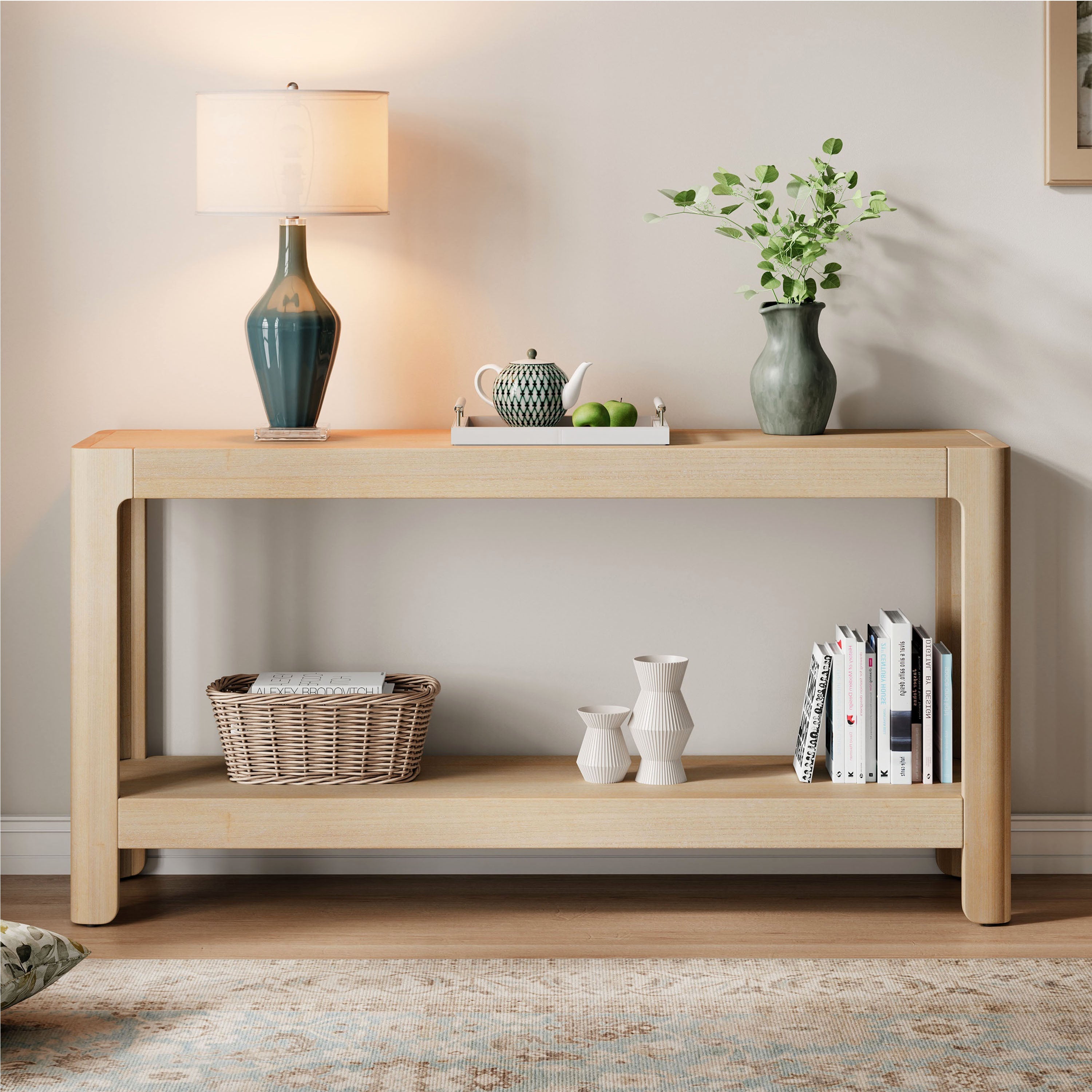 Modern Farmhouse Minimalist Rounded Console Table