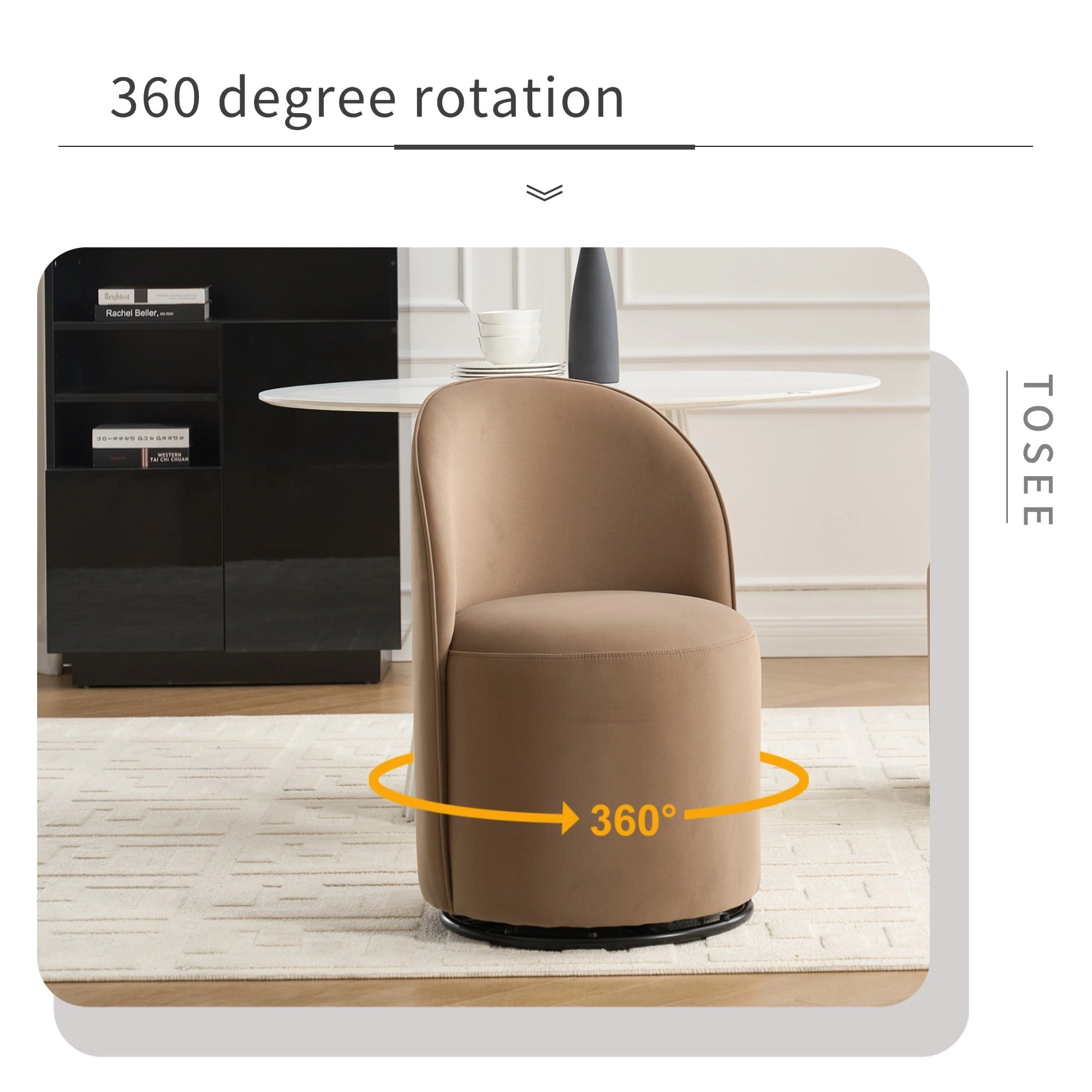 Ashcombe Mid Century Modern Round Velvet Dining Chair