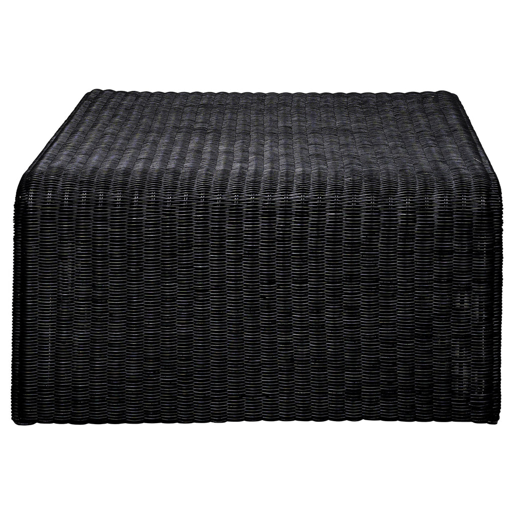 Woods Black Woven Rattan Square Coffee Table