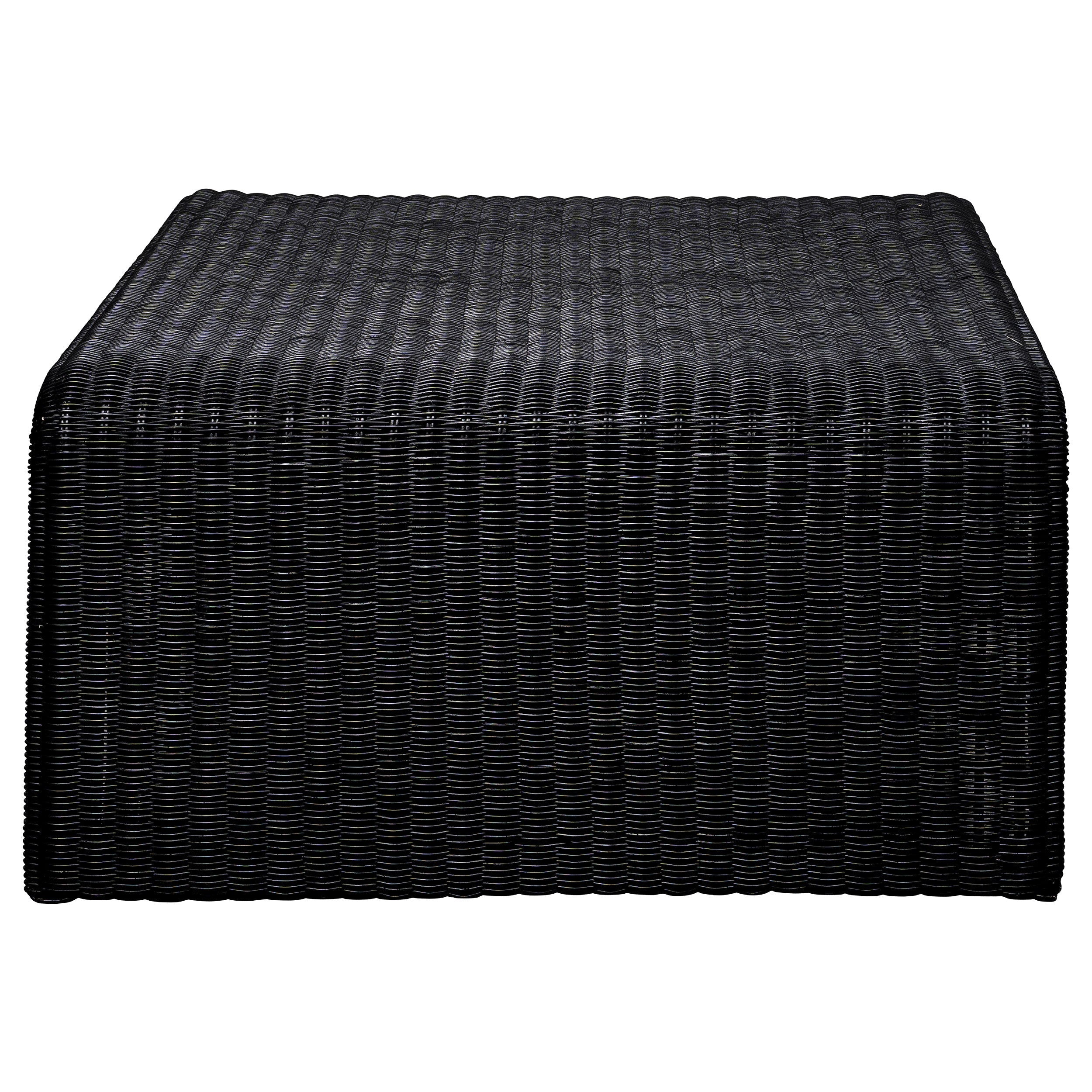 Woods Black Woven Rattan Square Coffee Table