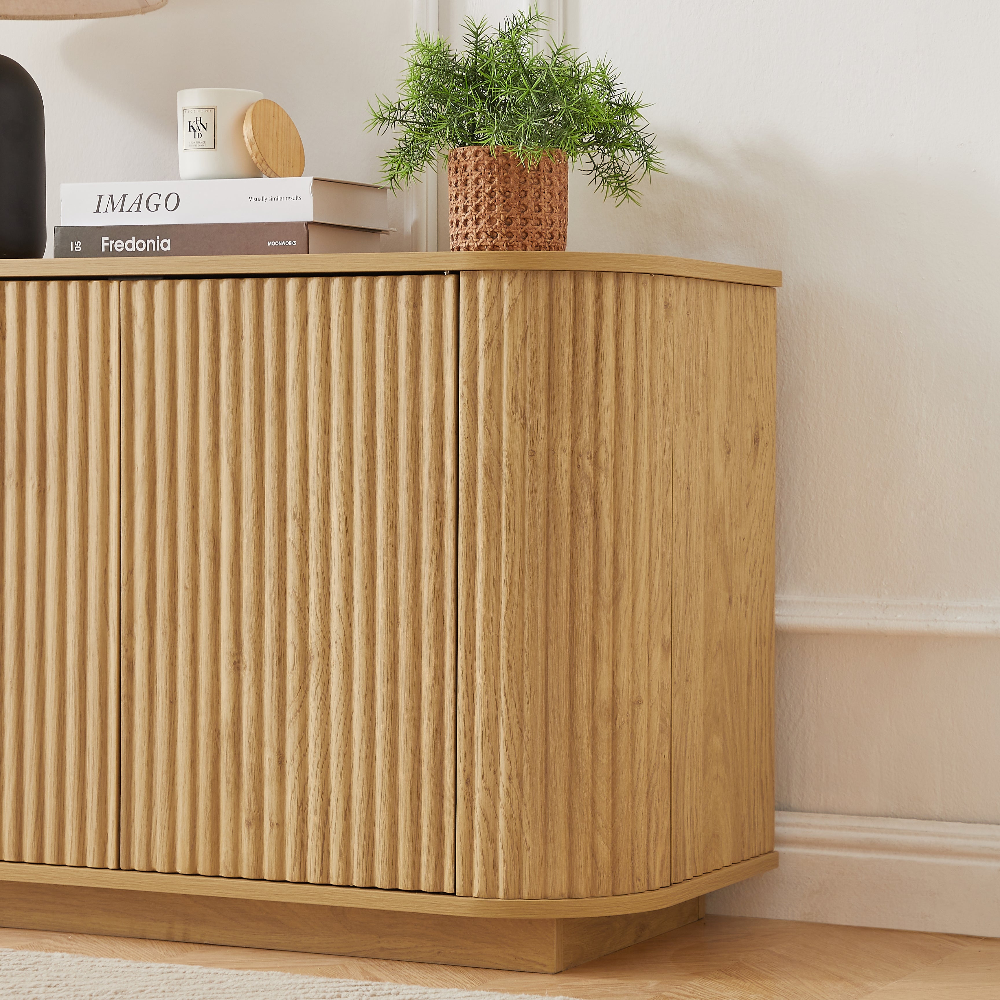 Modern Fluted Sideboard Storage Cabinet