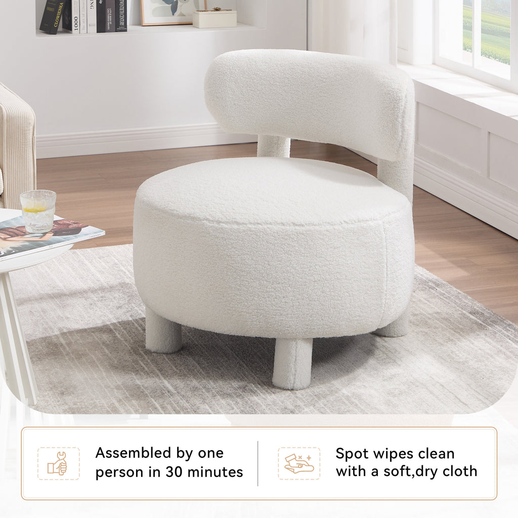 Armless Accent Chair with Curved Backrest and Solid Wooden Legs
