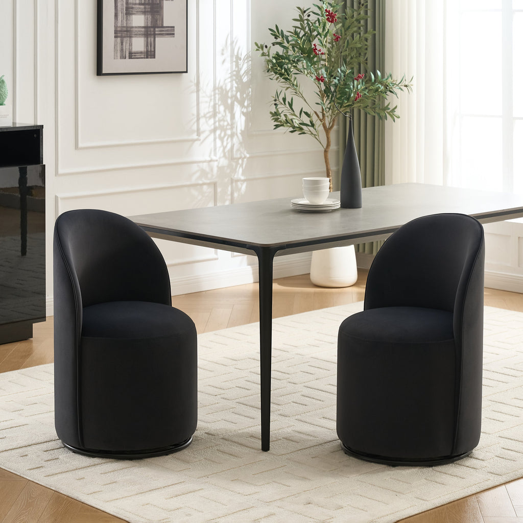 Ashcombe Mid Century Modern Round Velvet Dining Chair