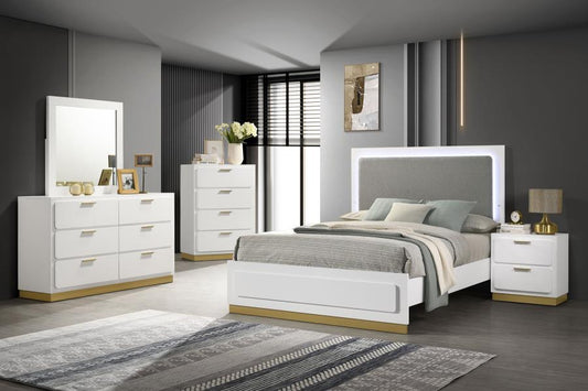 224771Q Ensemble de chambre à coucher Queen moderne Caraway avec LED tactile 