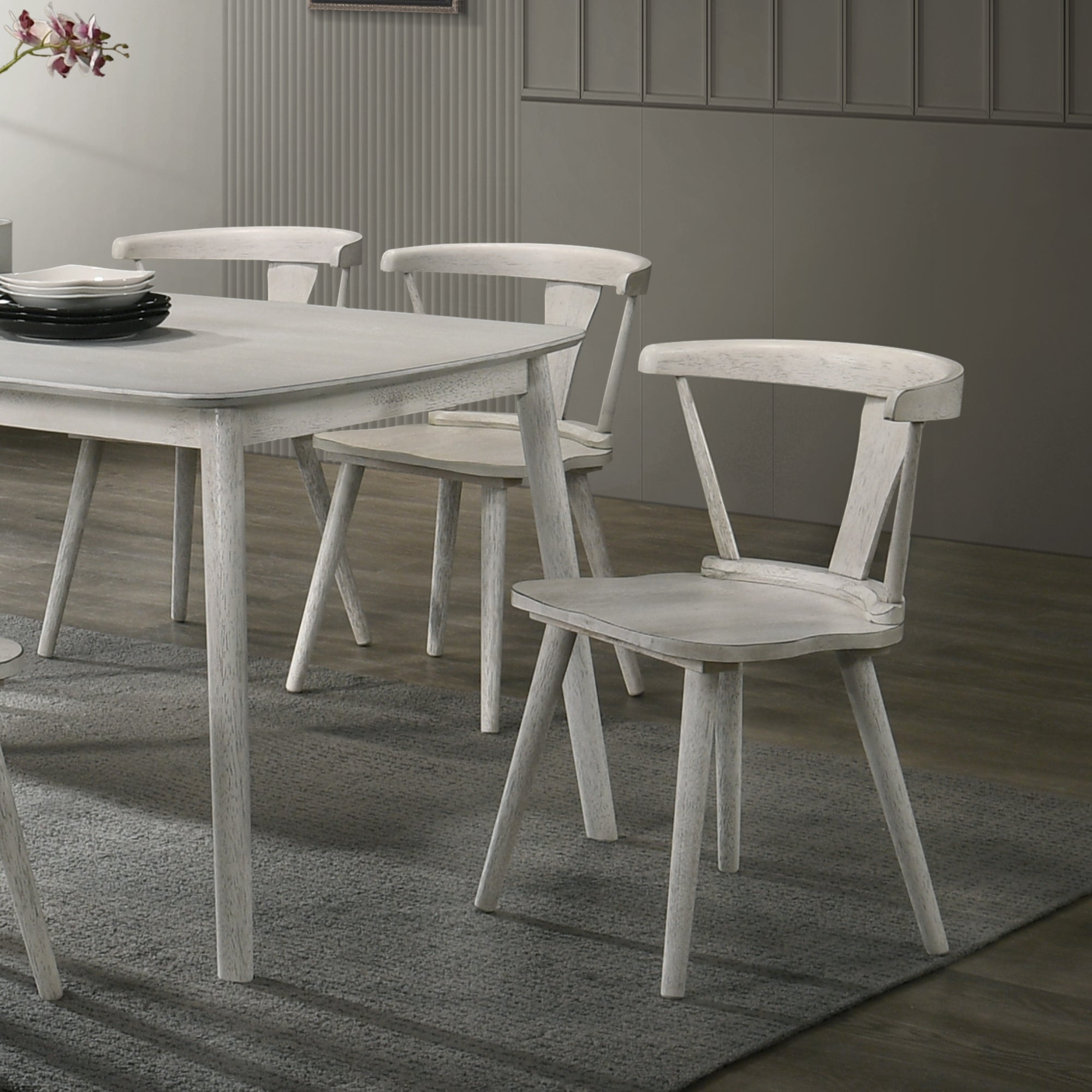 Modern Farmhouse Wood Dining Chairs, Set of 2