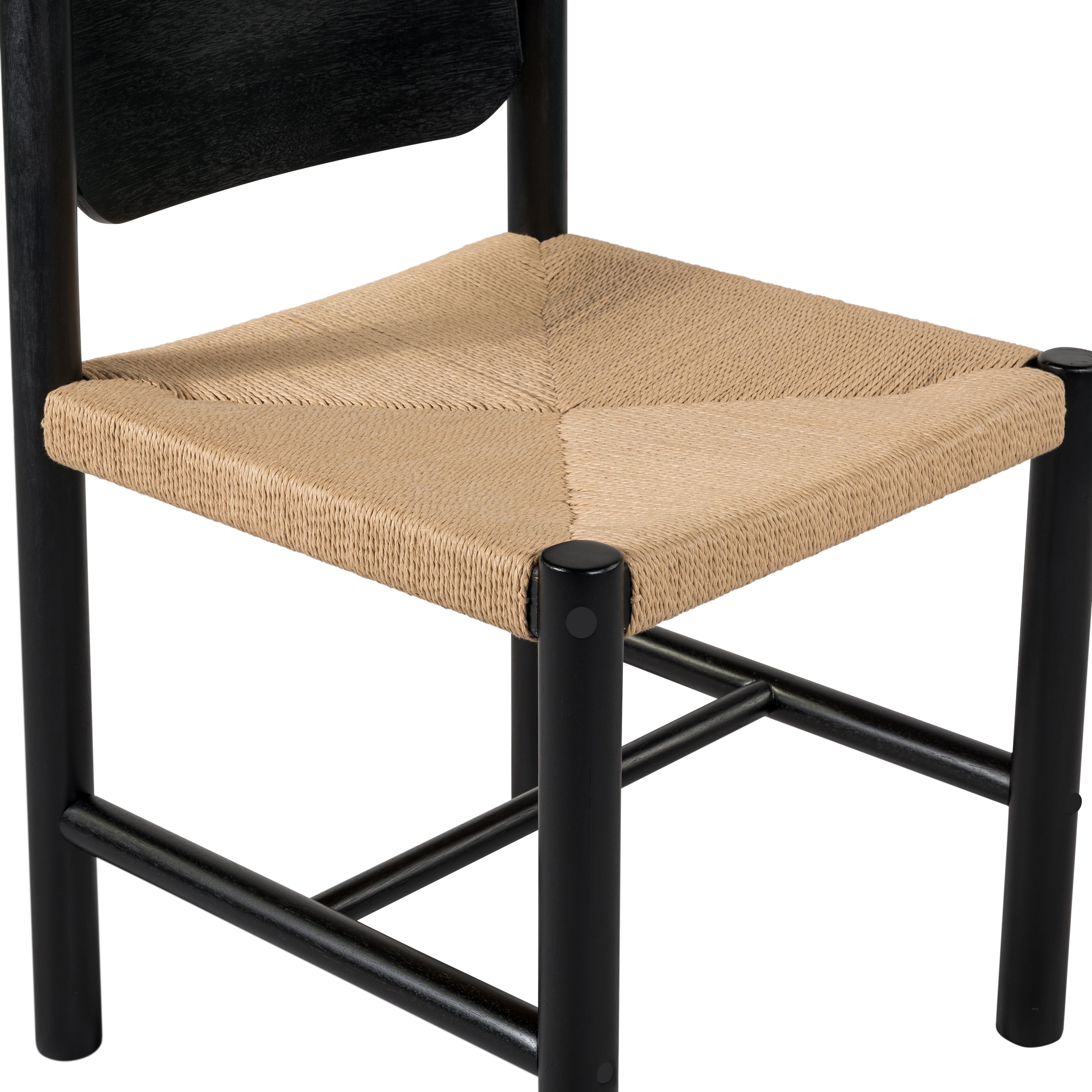 Farmington Wooden Dining Chairs with Beige Paper Rope Weave Seat, Set of 2