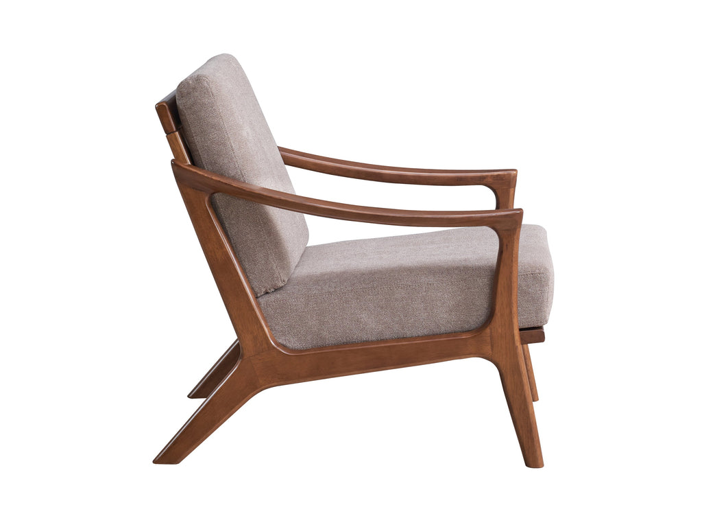 Lide Light Brown Fabric & Brown Finish Accent Chair