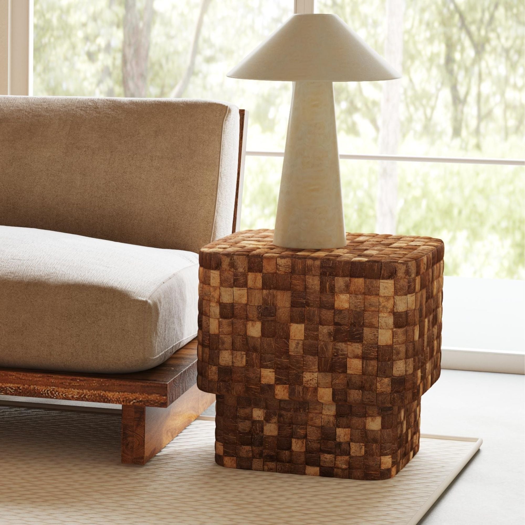 Samoa Square Coconut Shell Side Table