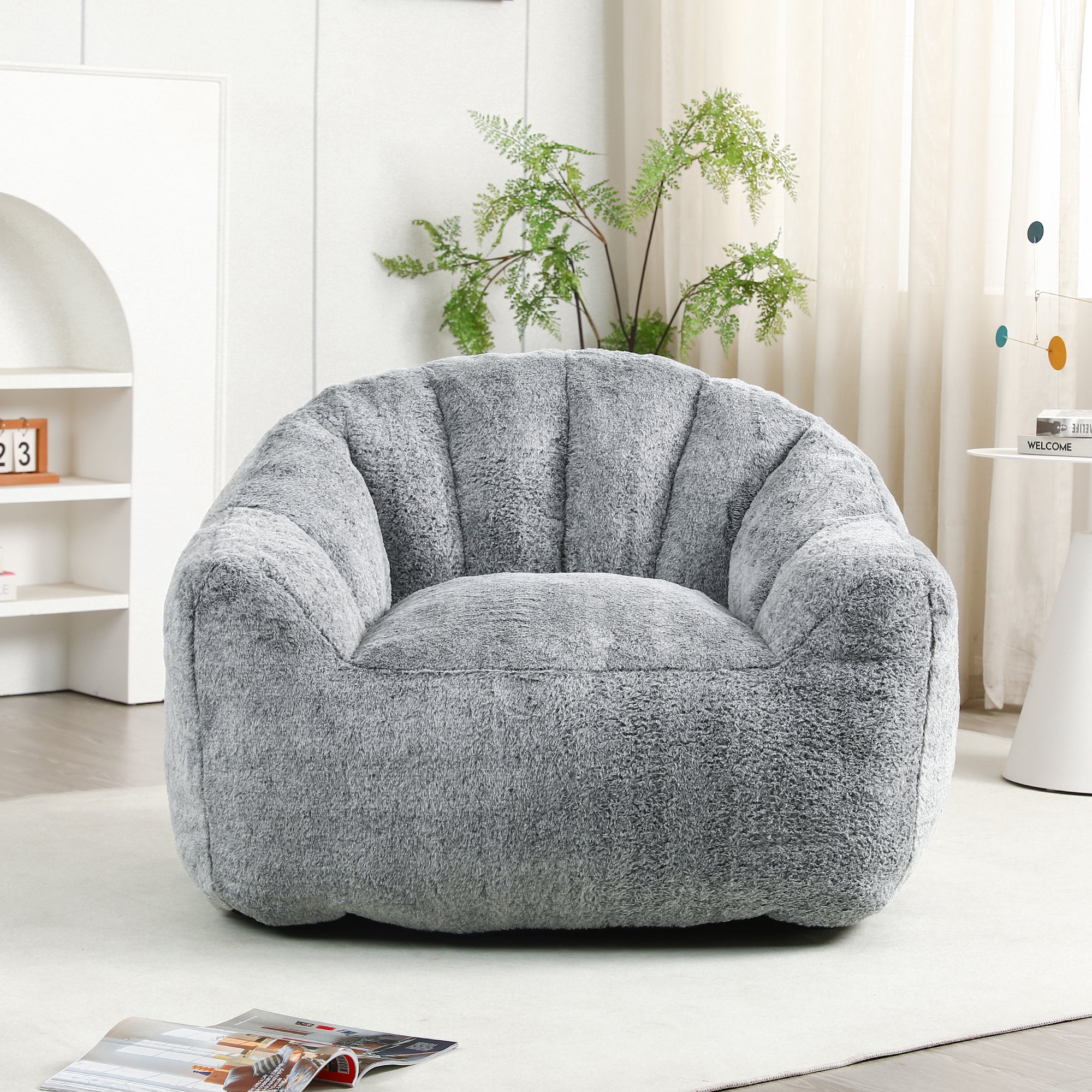 Beanbag Sofa Chair with Armrests Stuffed with High-Density Foam