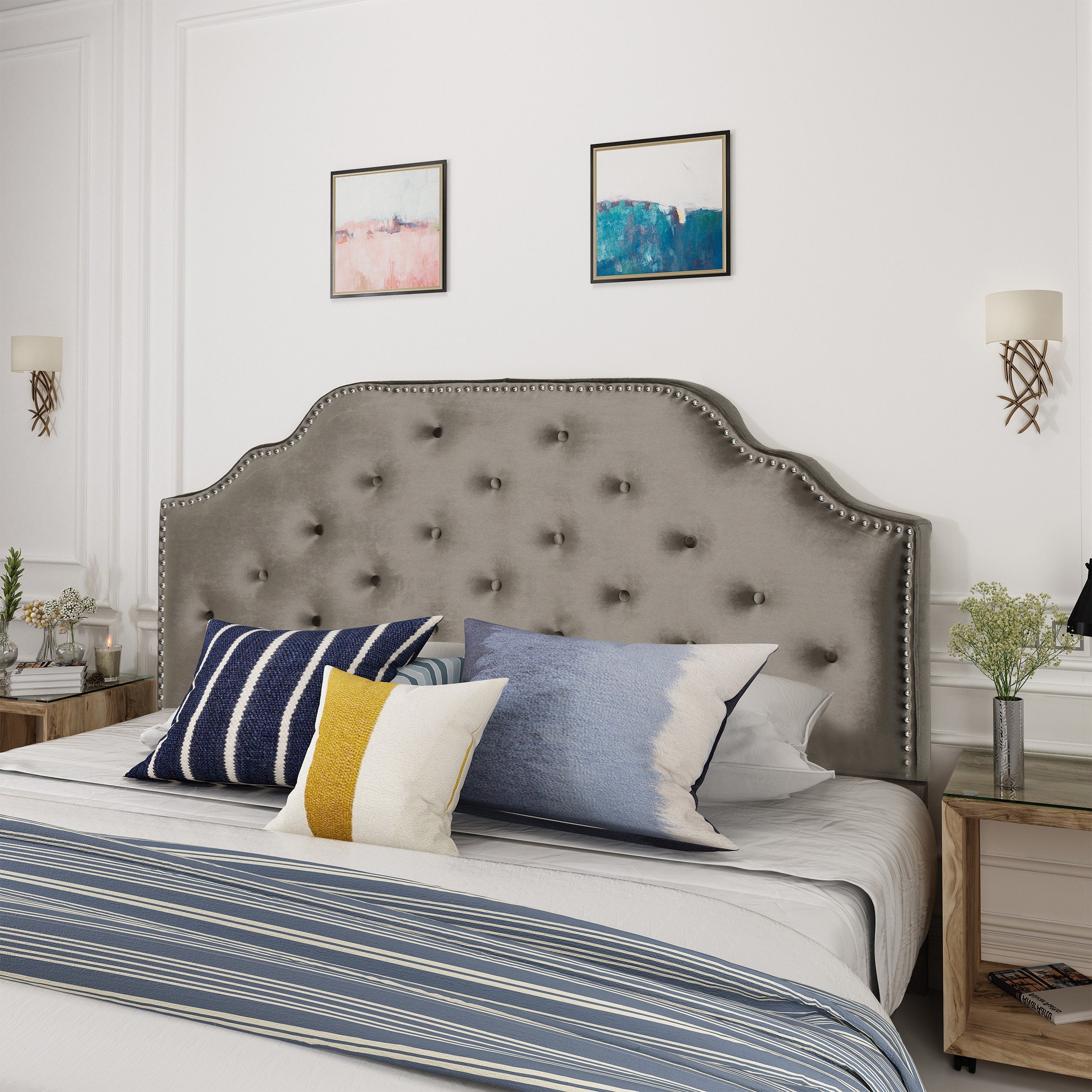 Luella Button Tufted Upholstered Headboard
