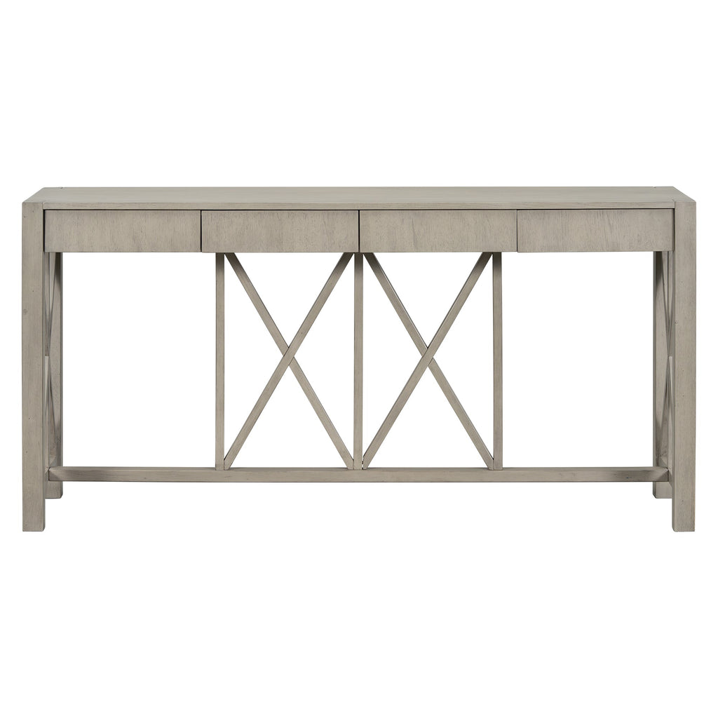 Modern Crisscross Design Entryway Table with Open Bottom Storage