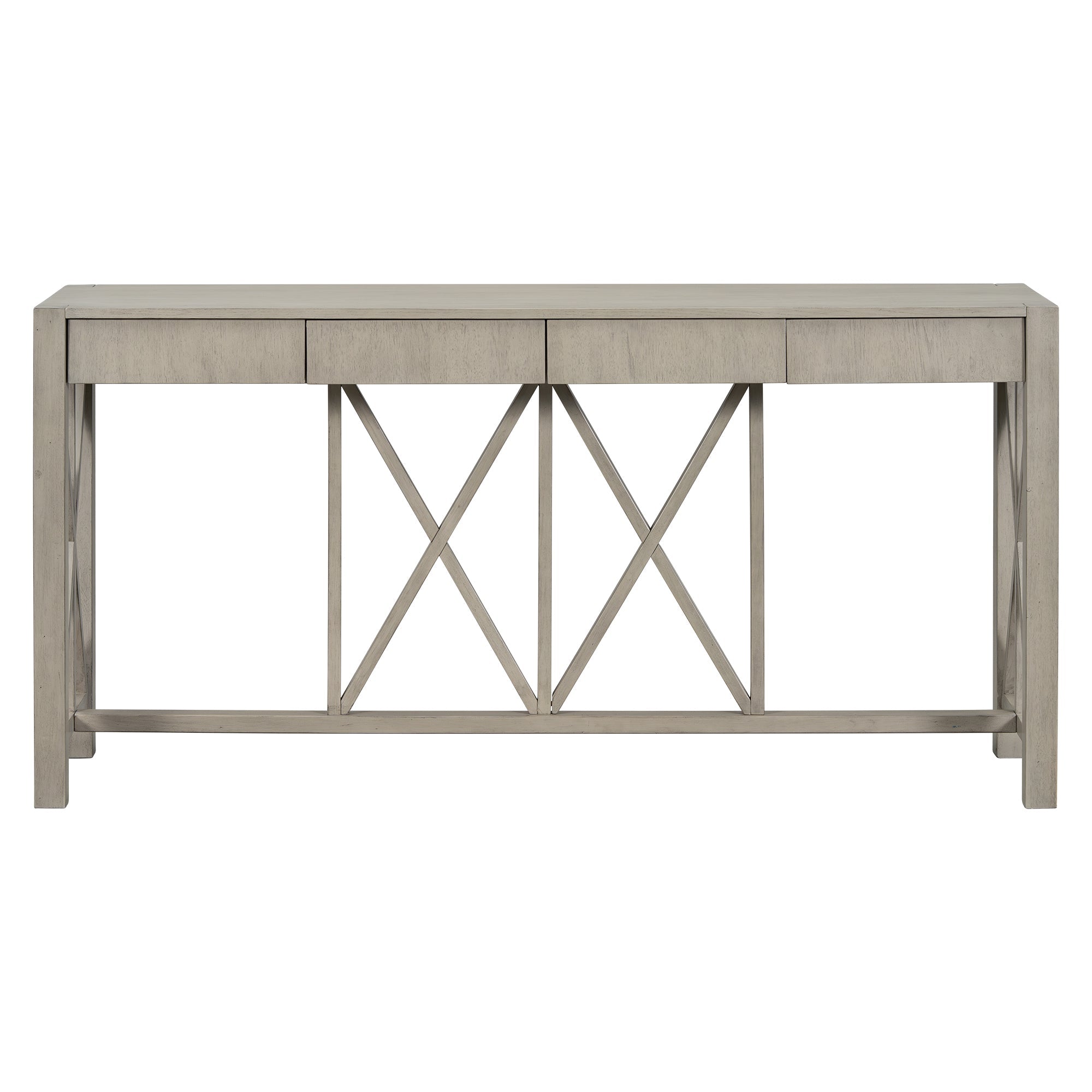 Modern Crisscross Design Entryway Table with Open Bottom Storage