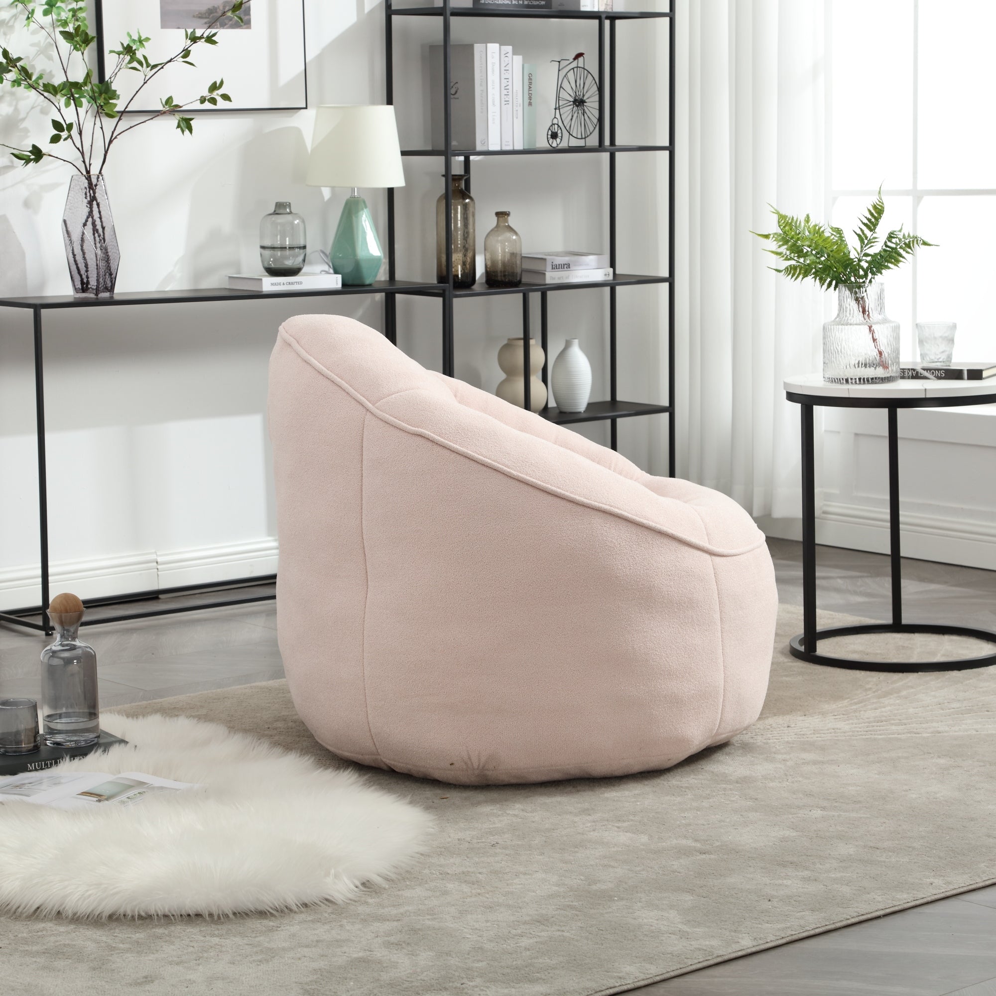 Bean Bag Sofa Chair with High-Pressure Foam and Footrest