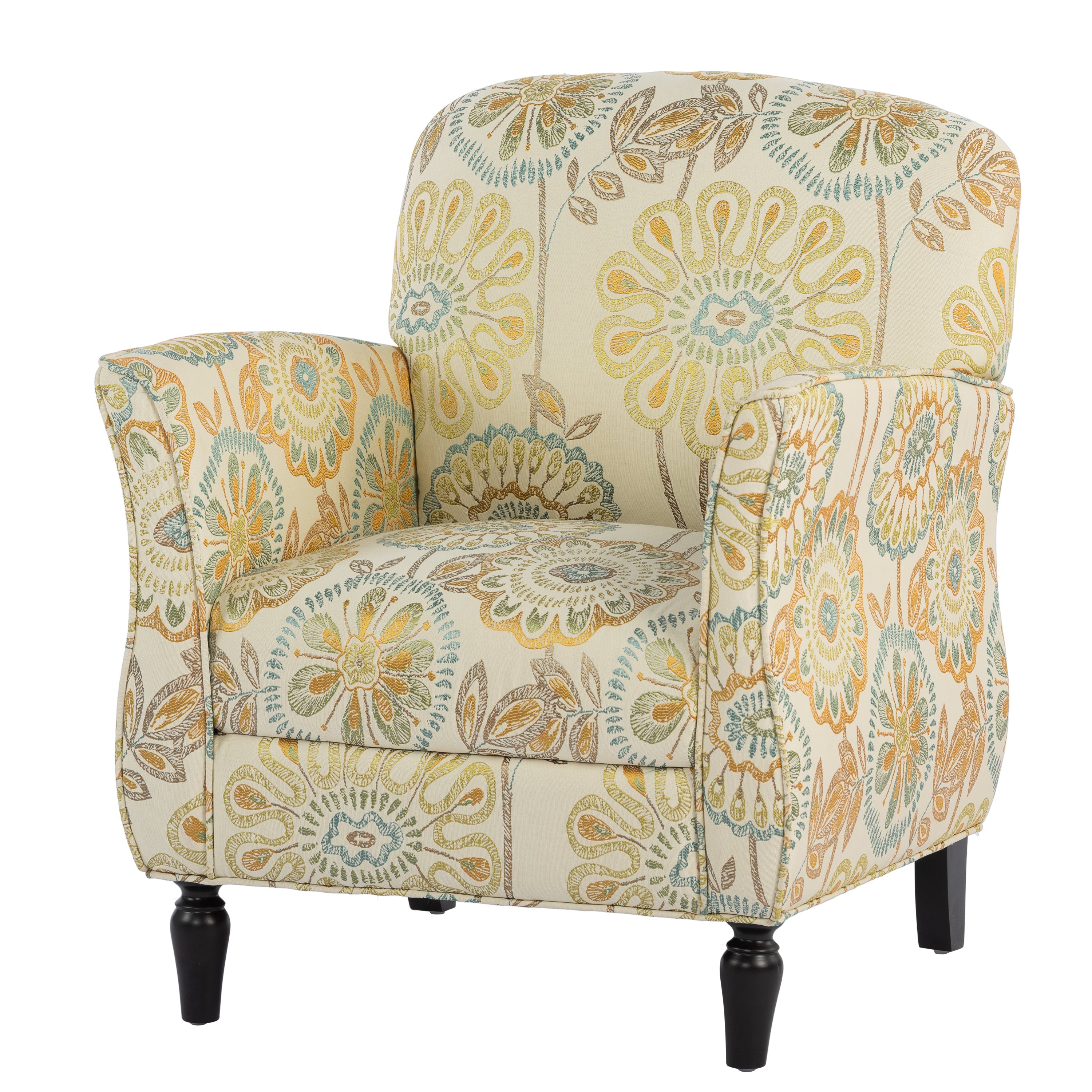 Golden Floral Accent Arm Chair
