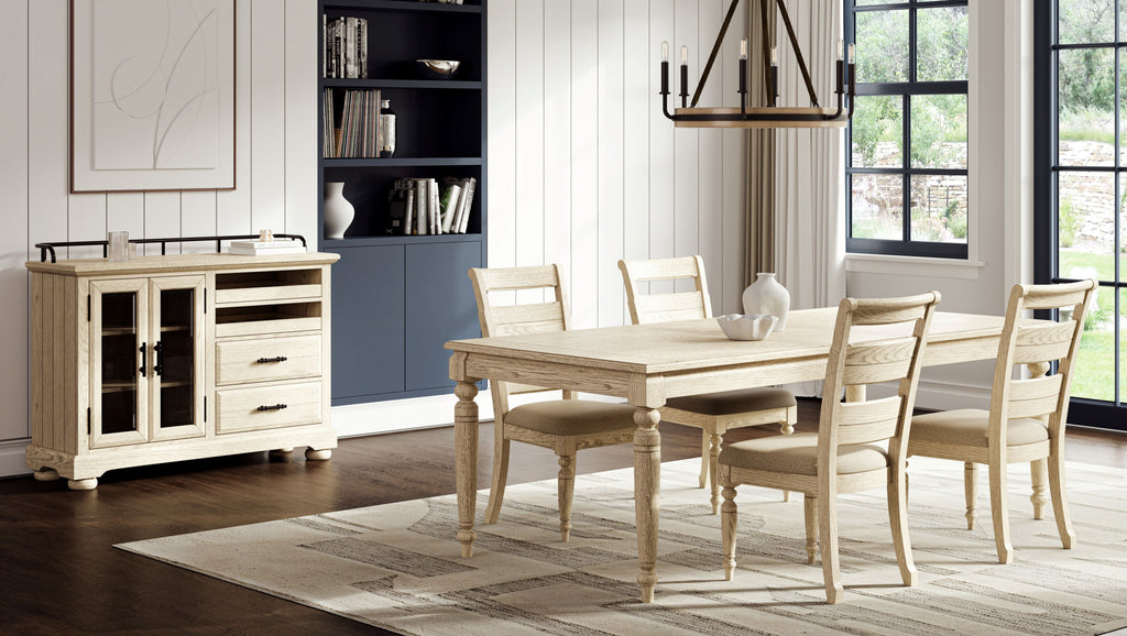 Fordham Turned Leg Wood Extendable Dining Table with Leaf