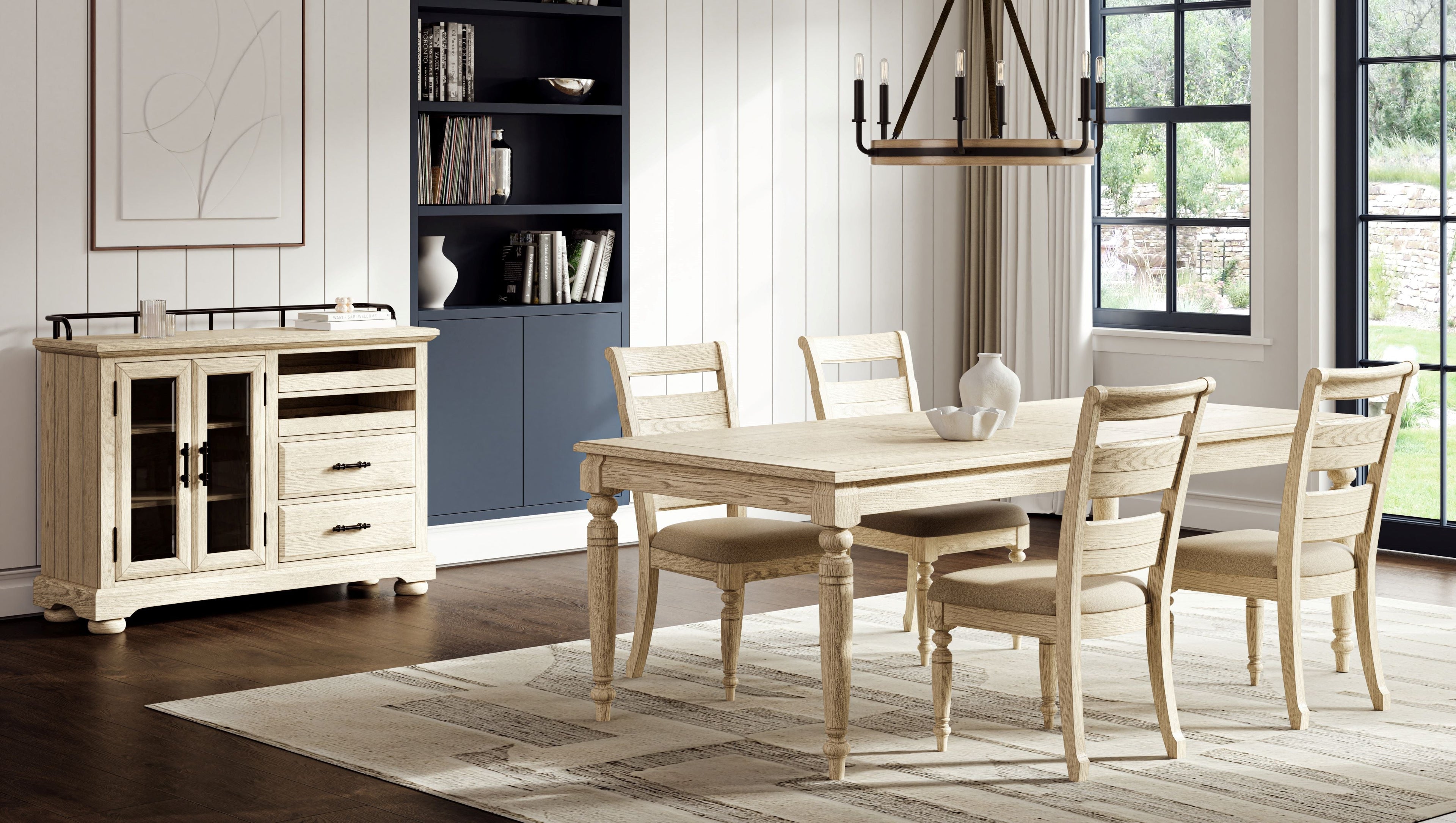 Fordham Turned Leg Wood Extendable Dining Table with Leaf